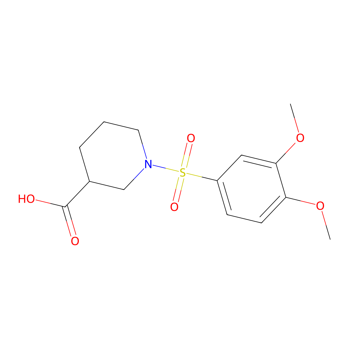 1-[(3,4-Dimethoxyphenyl)sulfonyl]piperidine-3-carboxylic acid molecular structure, CAS 847241-04-7