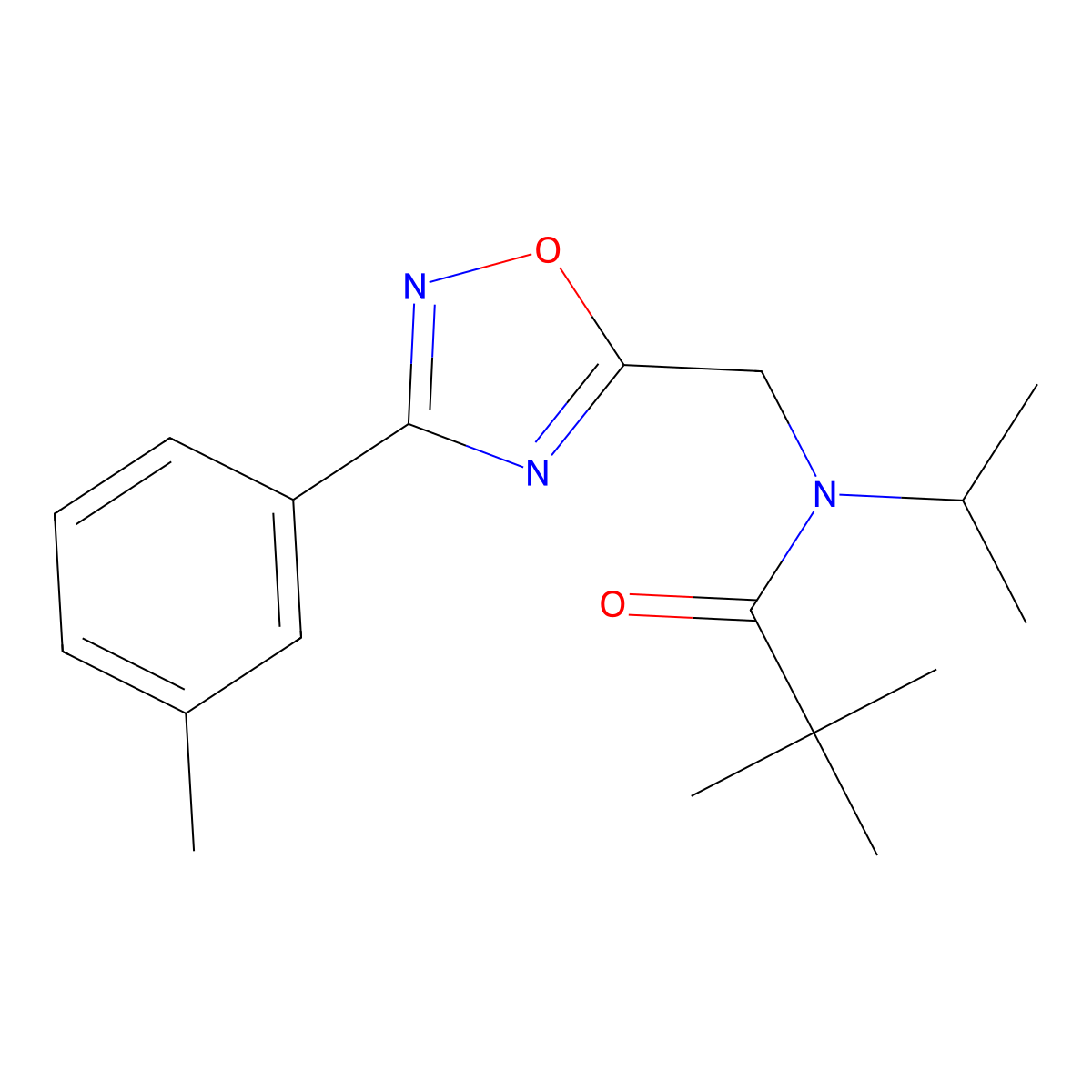 2,2-dimethyl-N-[[3-(3-methylphenyl)-1,2,4-oxadiazol-5-yl]methyl]-N-propan-2-ylpropanamide molecular structure, CAS 847241-09-2