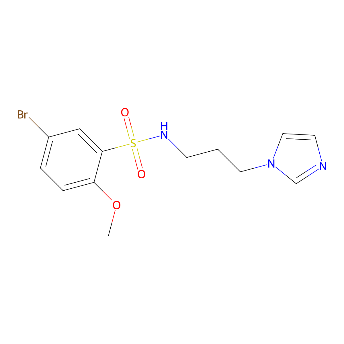 5-bromo-N-[3-(1H-imidazol-1-yl)propyl]-2-methoxybenzenesulfonamide molecular structure, CAS 847241-25-2