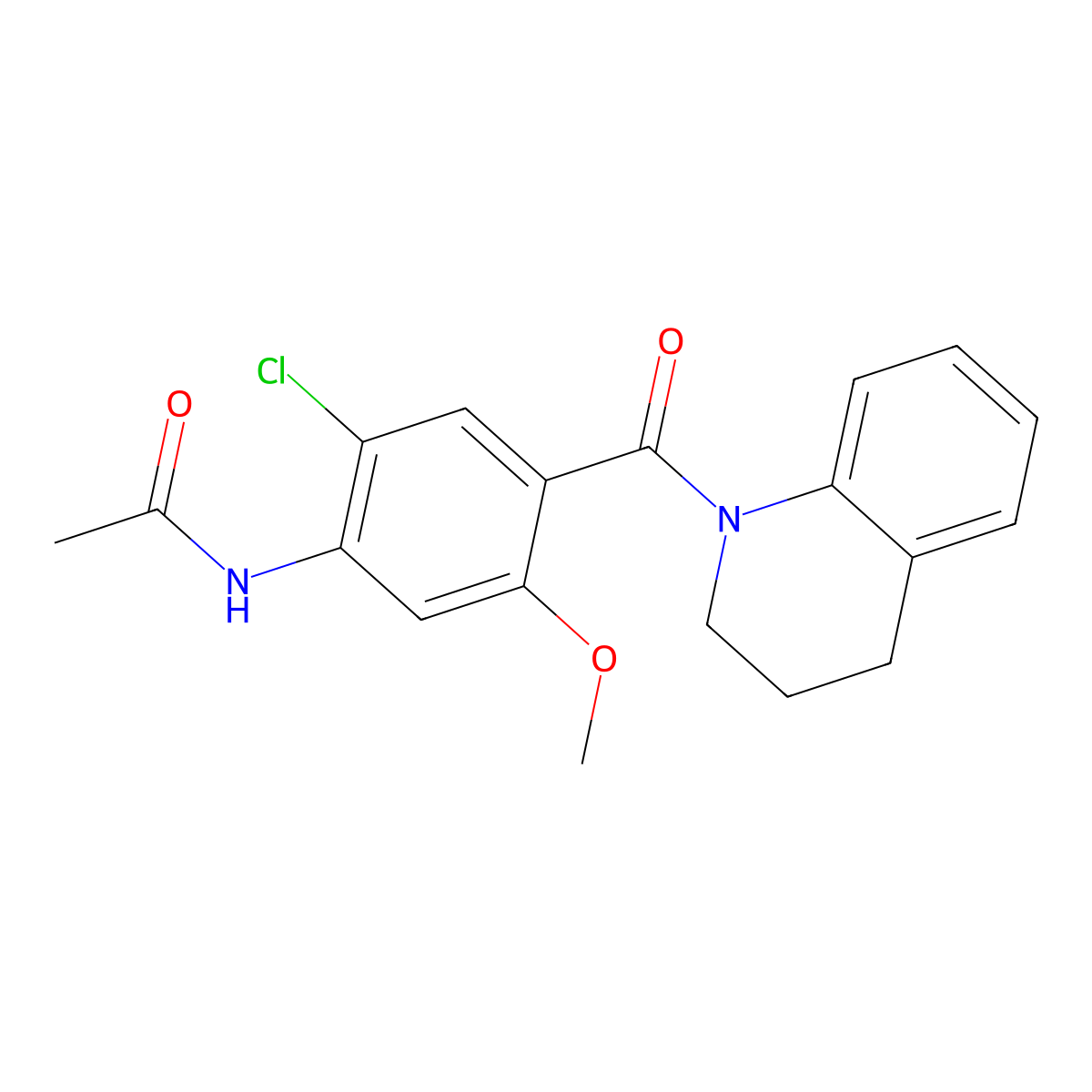 N-[2-chloro-4-(3,4-dihydro-2H-quinoline-1-carbonyl)-5-methoxyphenyl]acetamide molecular structure, CAS 847241-36-5