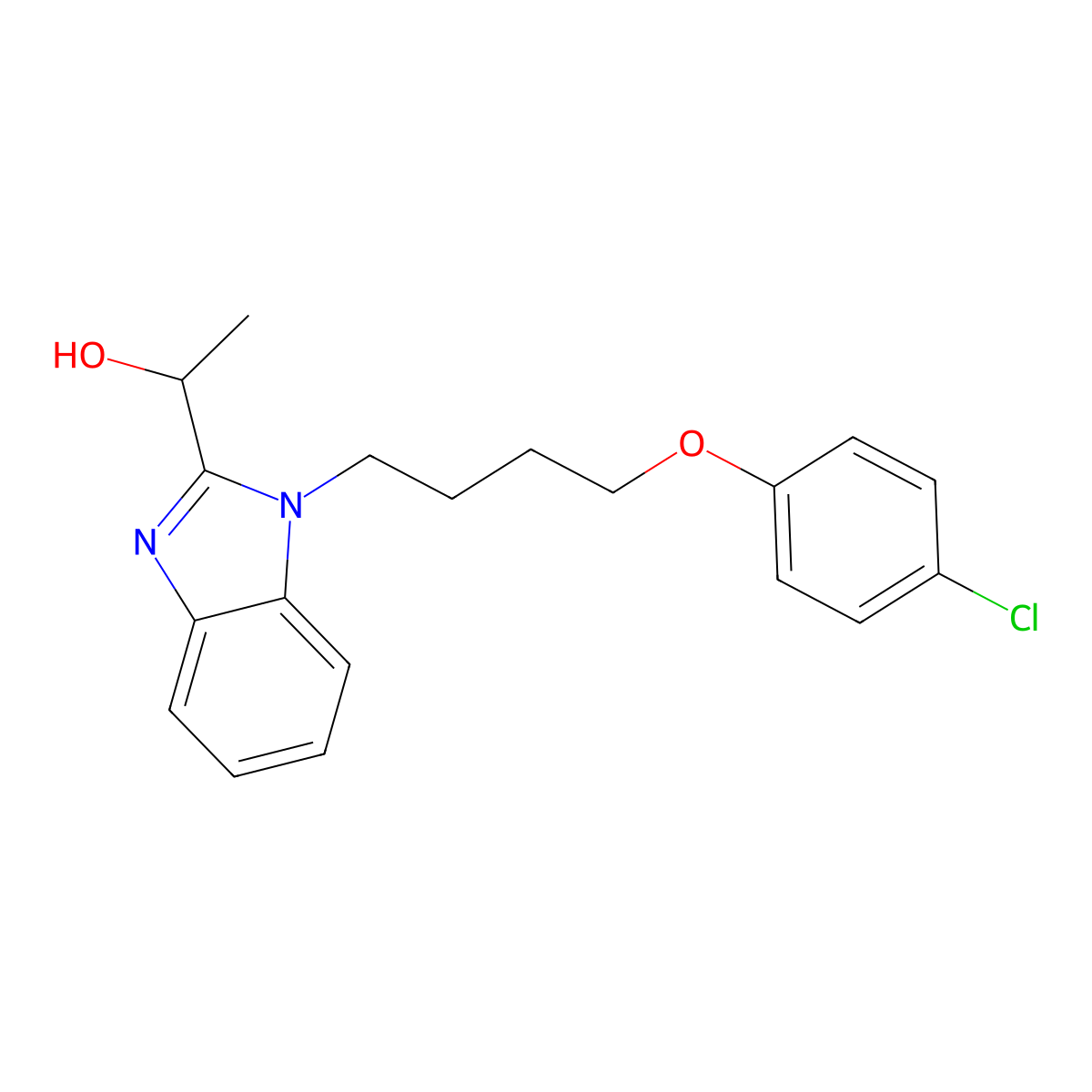 1-[1-[4-(4-Chlorophenoxy)butyl]benzimidazol-2-yl]ethanol molecular structure, CAS 847241-52-5