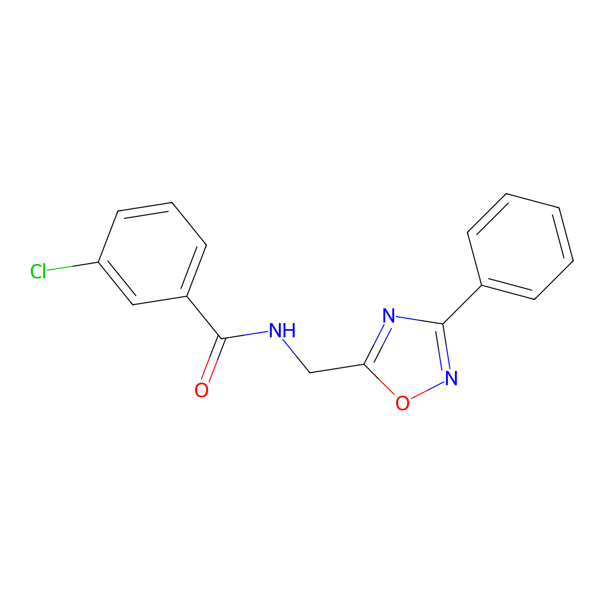 3-chloro-N-[(3-phenyl-1,2,4-oxadiazol-5-yl)methyl]benzamide molecular structure, CAS 847241-54-7