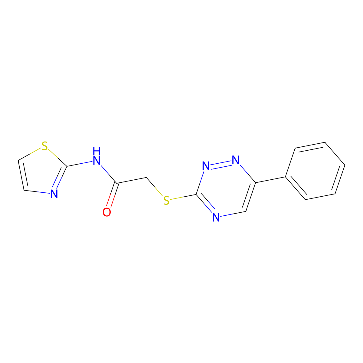 2-[(6-phenyl-1,2,4-triazin-3-yl)sulfanyl]-N-(1,3-thiazol-2-yl)acetamide molecular structure, CAS 847241-57-0