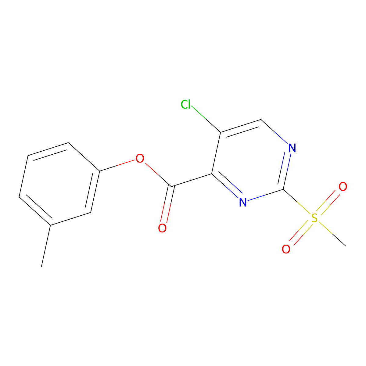3-Methylphenyl 5-chloro-2-(methylsulfonyl)pyrimidine-4-carboxylate molecular structure, CAS 847241-61-6