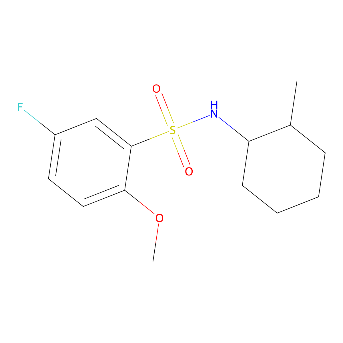 5-fluoro-2-methoxy-N-(2-methylcyclohexyl)benzenesulfonamide molecular structure, CAS 847241-62-7