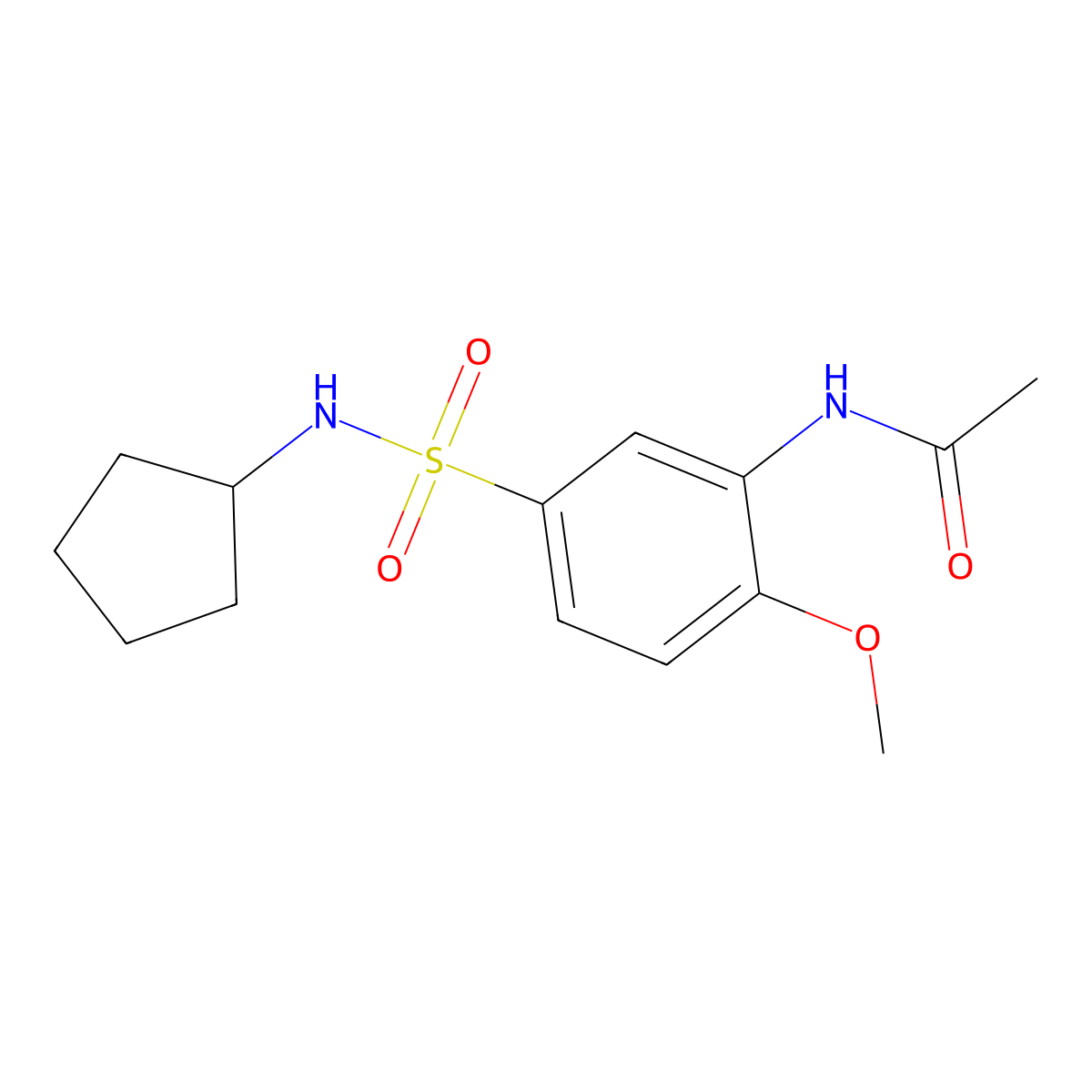 N-[5-(cyclopentylsulfamoyl)-2-methoxyphenyl]acetamide molecular structure, CAS 847241-63-8