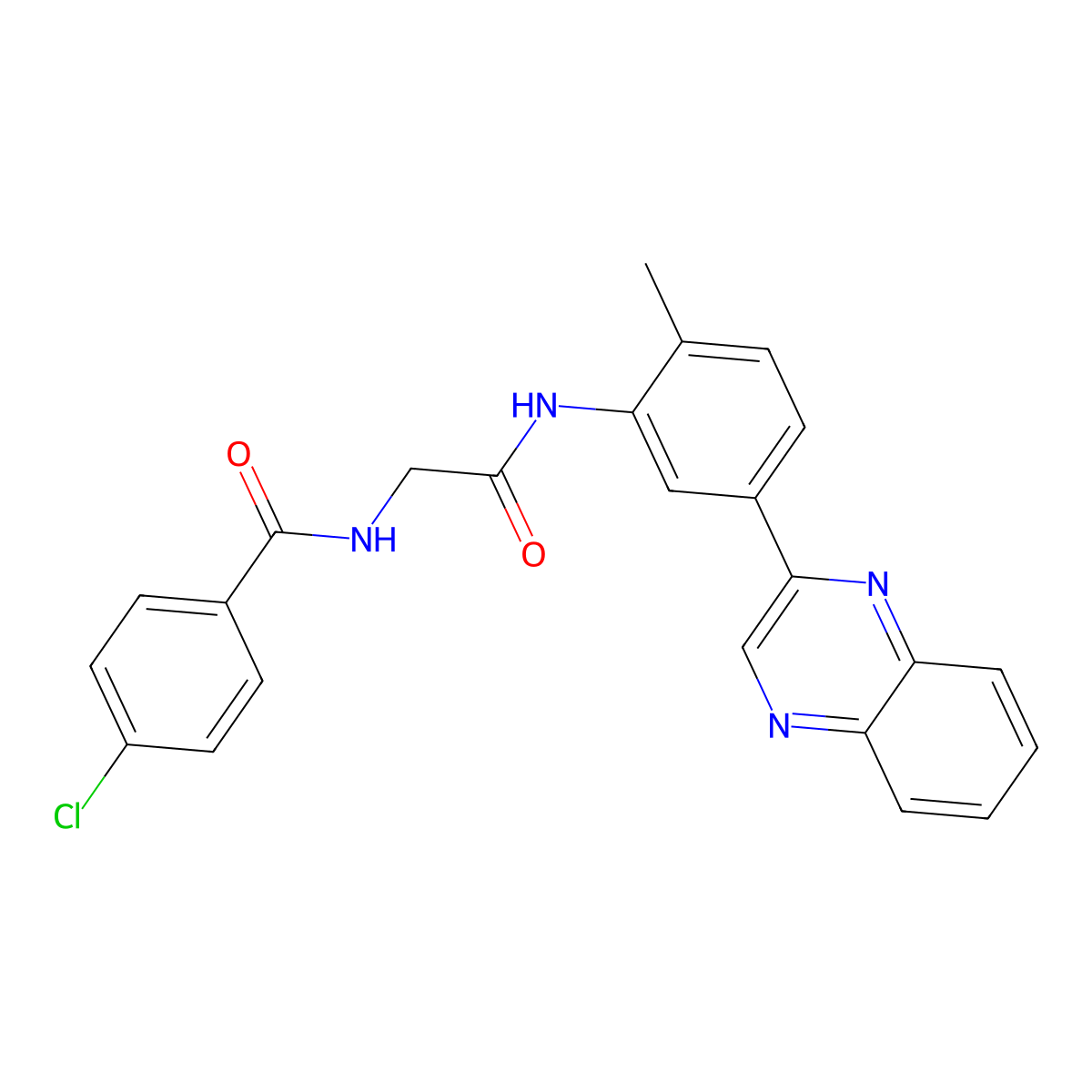4-chloro-N-(2-{[2-methyl-5-(2-quinoxalinyl)phenyl]amino}-2-oxoethyl)benzamide molecular structure, CAS 847241-69-4