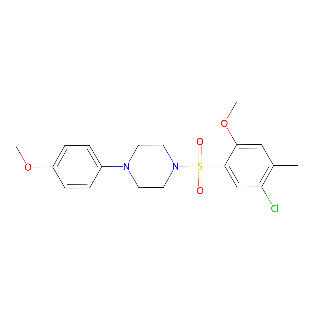 1-[(5-Chloro-2-methoxy-4-methylphenyl)sulfonyl]-4-(4-methoxyphenyl)piperazine molecular structure, CAS 847241-72-9