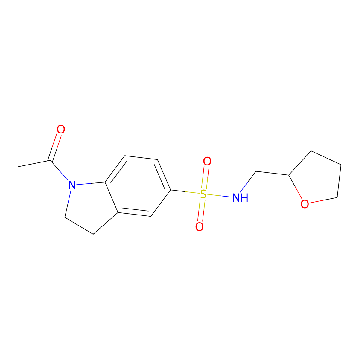 1-acetyl-N-(oxolan-2-ylmethyl)-2,3-dihydroindole-5-sulfonamide molecular structure, CAS 847241-80-9
