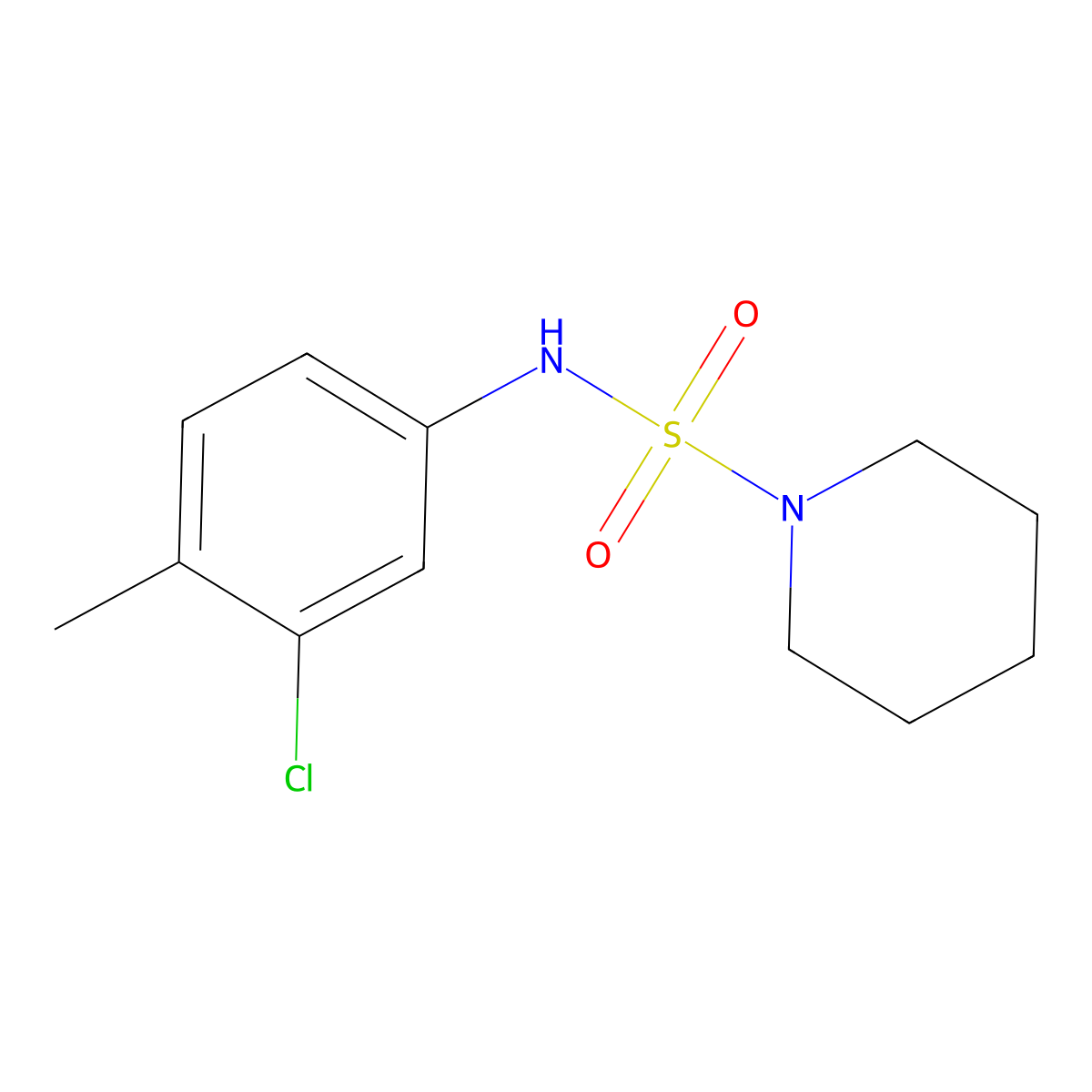 N-(3-chloro-4-methylphenyl)piperidine-1-sulfonamide molecular structure, CAS 847241-99-0