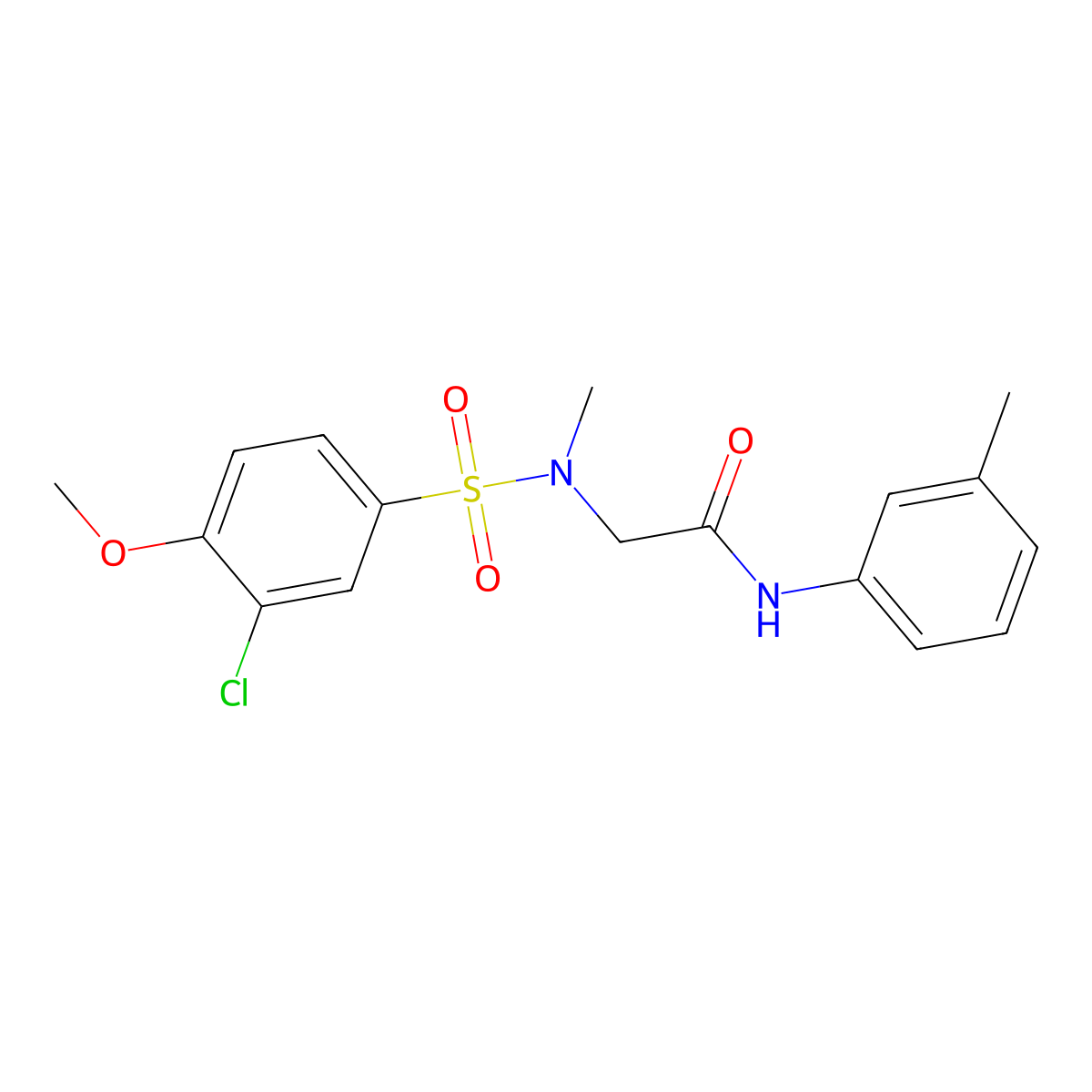 2-[(3-chloro-4-methoxyphenyl)sulfonyl-methylamino]-N-(3-methylphenyl)acetamide molecular structure, CAS 847242-02-8