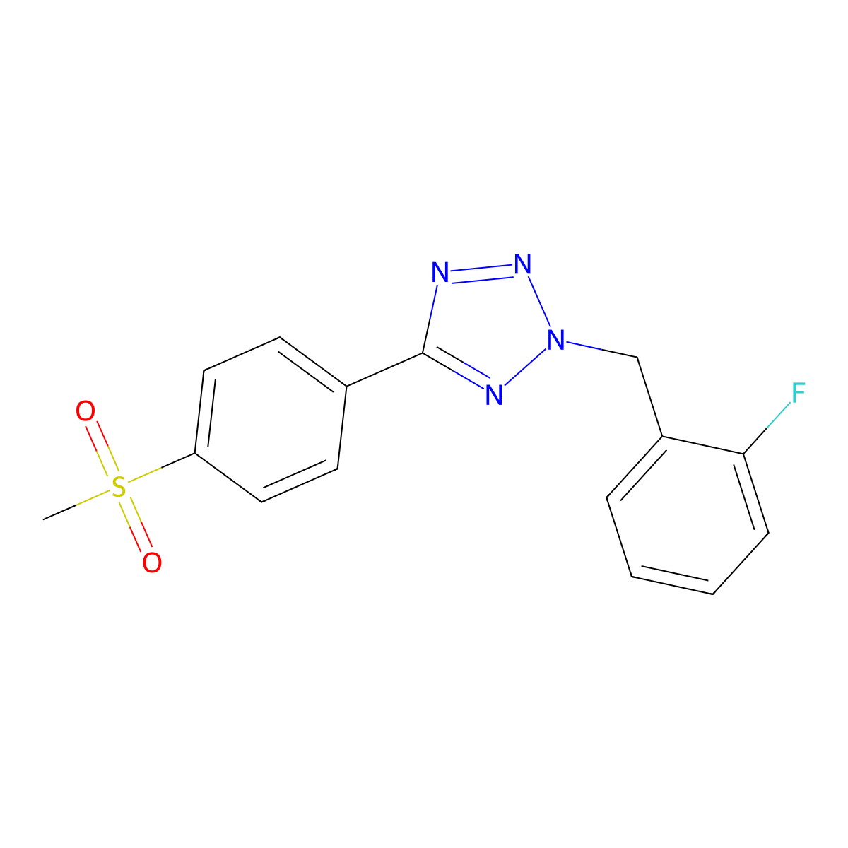 2-[(2-Fluorophenyl)methyl]-5-(4-methylsulfonylphenyl)tetrazole molecular structure, CAS 847242-04-0