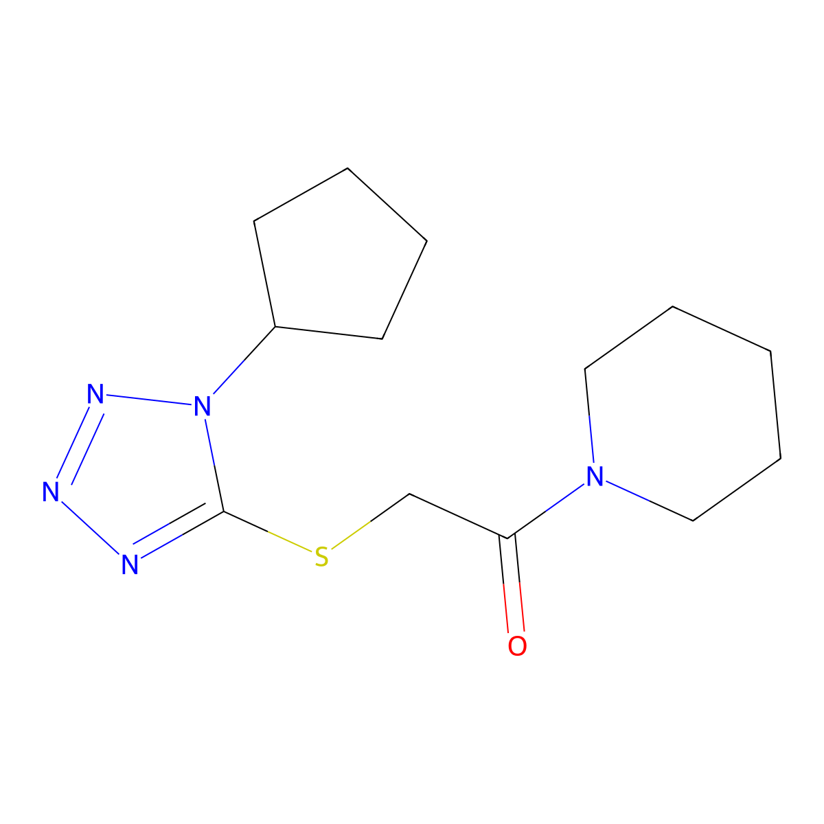 2-(1-Cyclopentyltetrazol-5-yl)sulfanyl-1-piperidin-1-ylethanone molecular structure, CAS 847242-20-0
