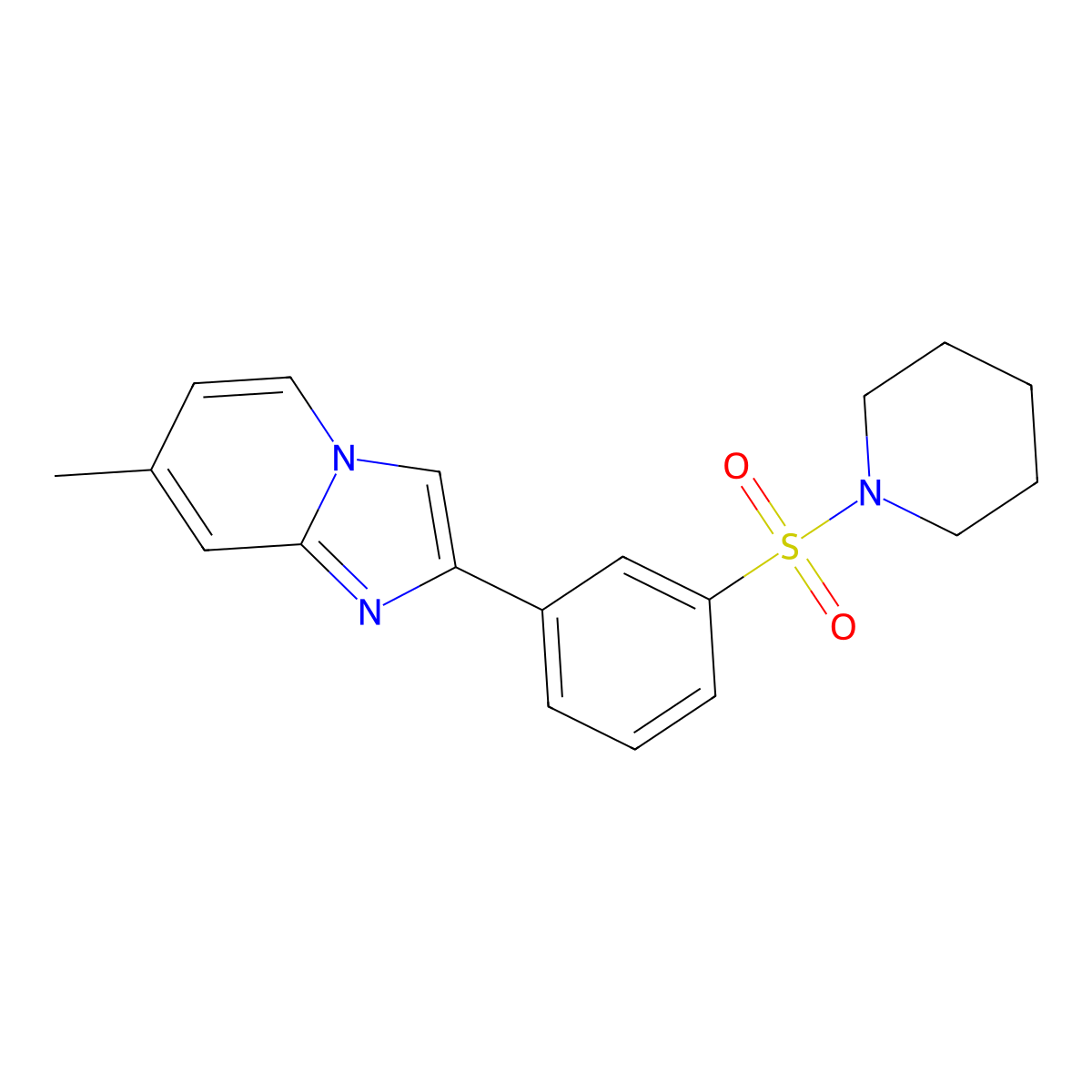 7-Methyl-2-[3-(piperidin-1-ylsulfonyl)phenyl]imidazo[1,2-a]pyridine molecular structure, CAS 847242-77-7