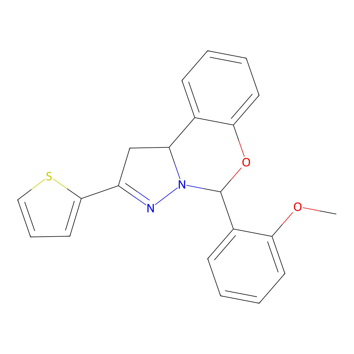 5-(2-Methoxyphenyl)-2-(2-thienyl)-1,10b-dihydropyrazolo[1,5-c][1,3]benzoxazine molecular structure, CAS 847243-07-6