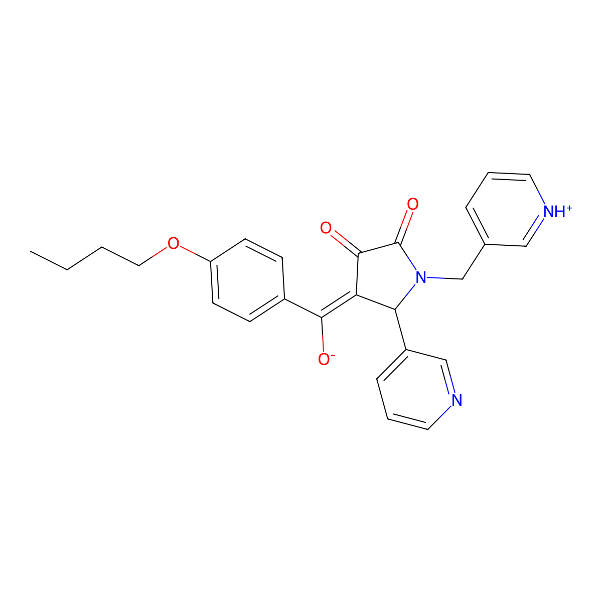 4-(4-butoxybenzoyl)-3-hydroxy-5-(pyridin-3-yl)-1-[(pyridin-3-yl)methyl]-2,5-dihydro-1H-pyrrol-2-one molecular structure, CAS 847243-34-9