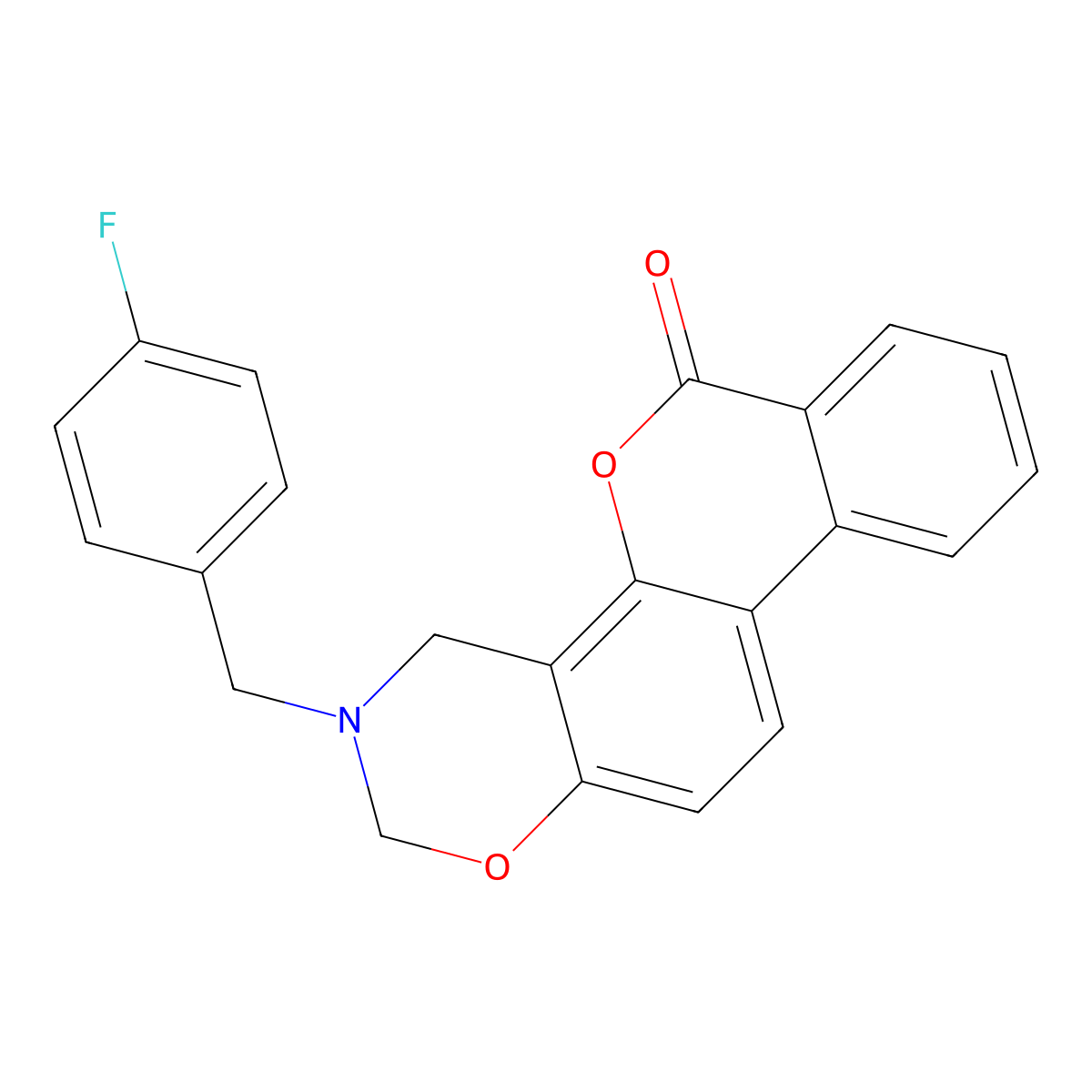 3-(4-fluorobenzyl)-3,4-dihydro-2H,6H-benzo[3,4]chromeno[8,7-e][1,3]oxazin-6-one molecular structure, CAS 847243-59-8