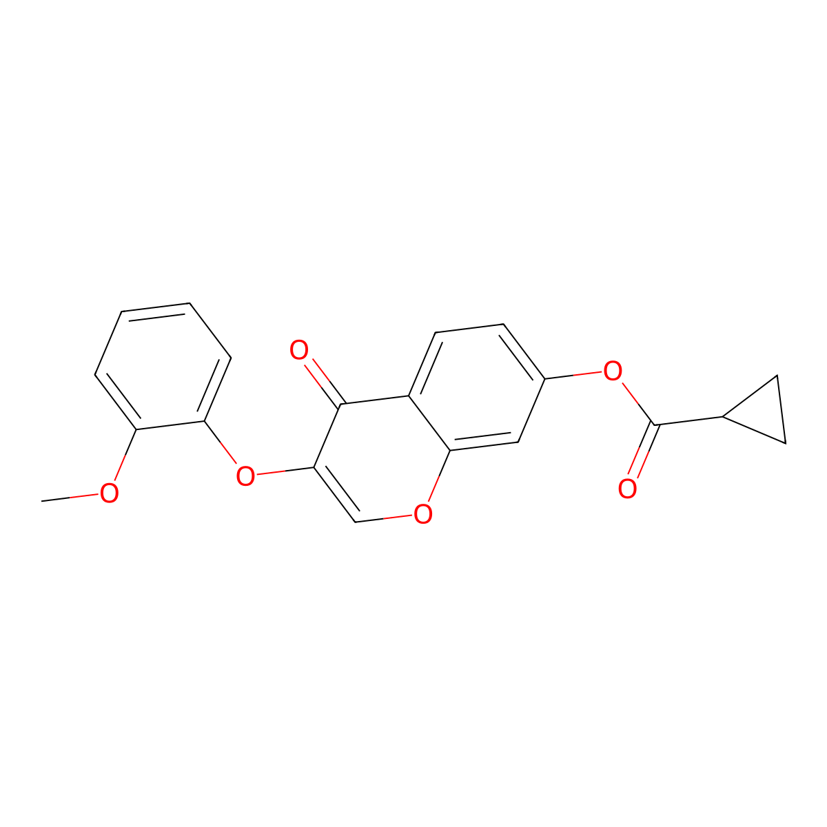 3-(2-methoxyphenoxy)-4-oxo-4H-chromen-7-yl cyclopropanecarboxylate molecular structure, CAS 847243-86-1