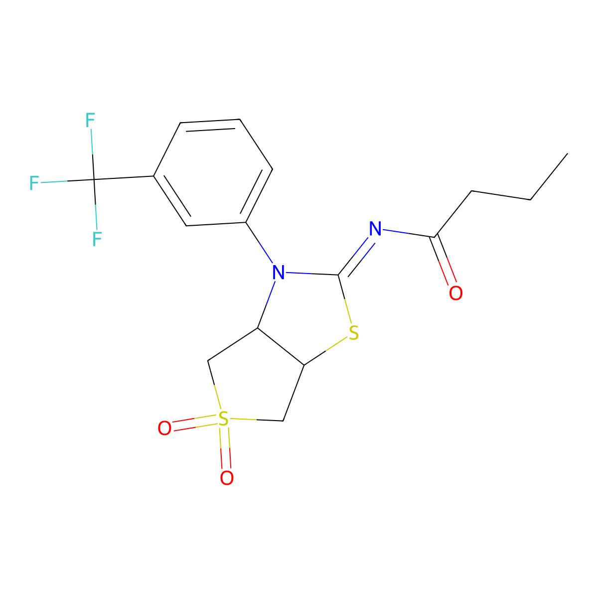 (Z)-N-(5,5-dioxido-3-(3-(trifluoromethyl)phenyl)tetrahydrothieno[3,4-d]thiazol-2(3H)-ylidene)butyramide molecular structure, CAS 847244-17-1