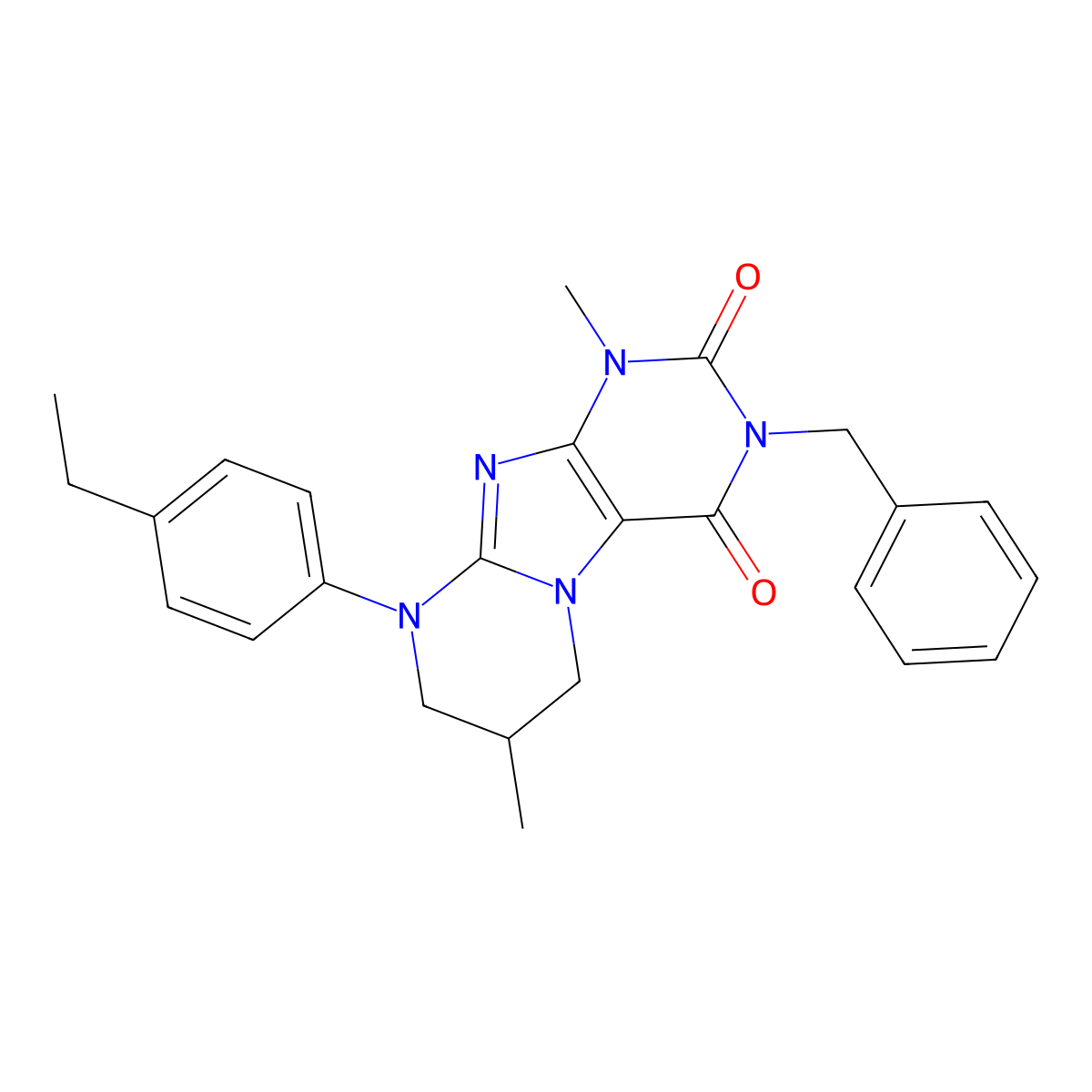 3-benzyl-9-(4-ethylphenyl)-1,7-dimethyl-7,8-dihydro-6H-purino[7,8-a]pyrimidine-2,4-dione molecular structure, CAS 847244-46-6