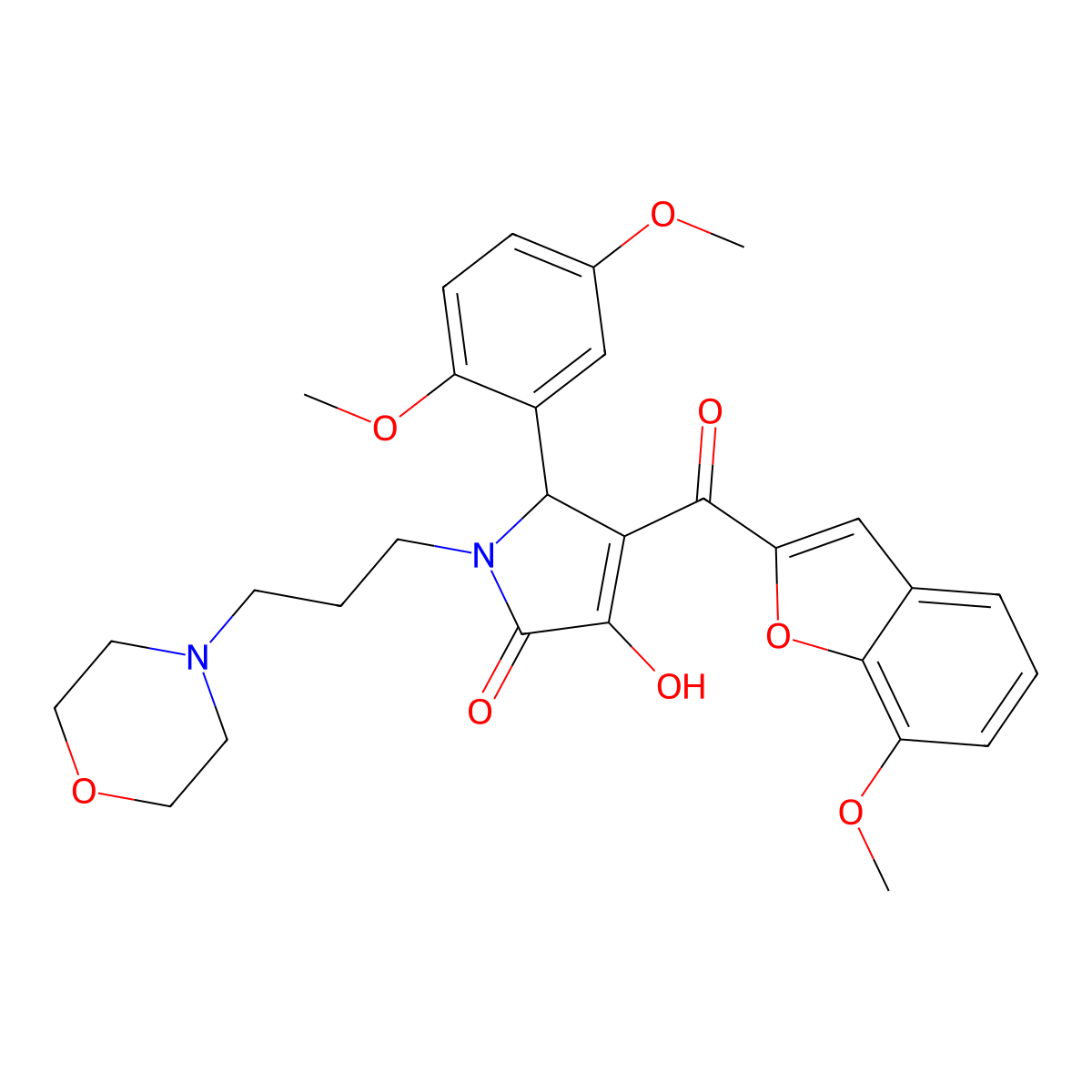 5-(2,5-Dimethoxyphenyl)-3-hydroxy-4-[(7-methoxybenzo[d]furan-2-yl)carbonyl]-1-(3-morpholin-4-ylpropyl)-3-pyrrolin-2-one molecular structure, CAS 847245-39-0