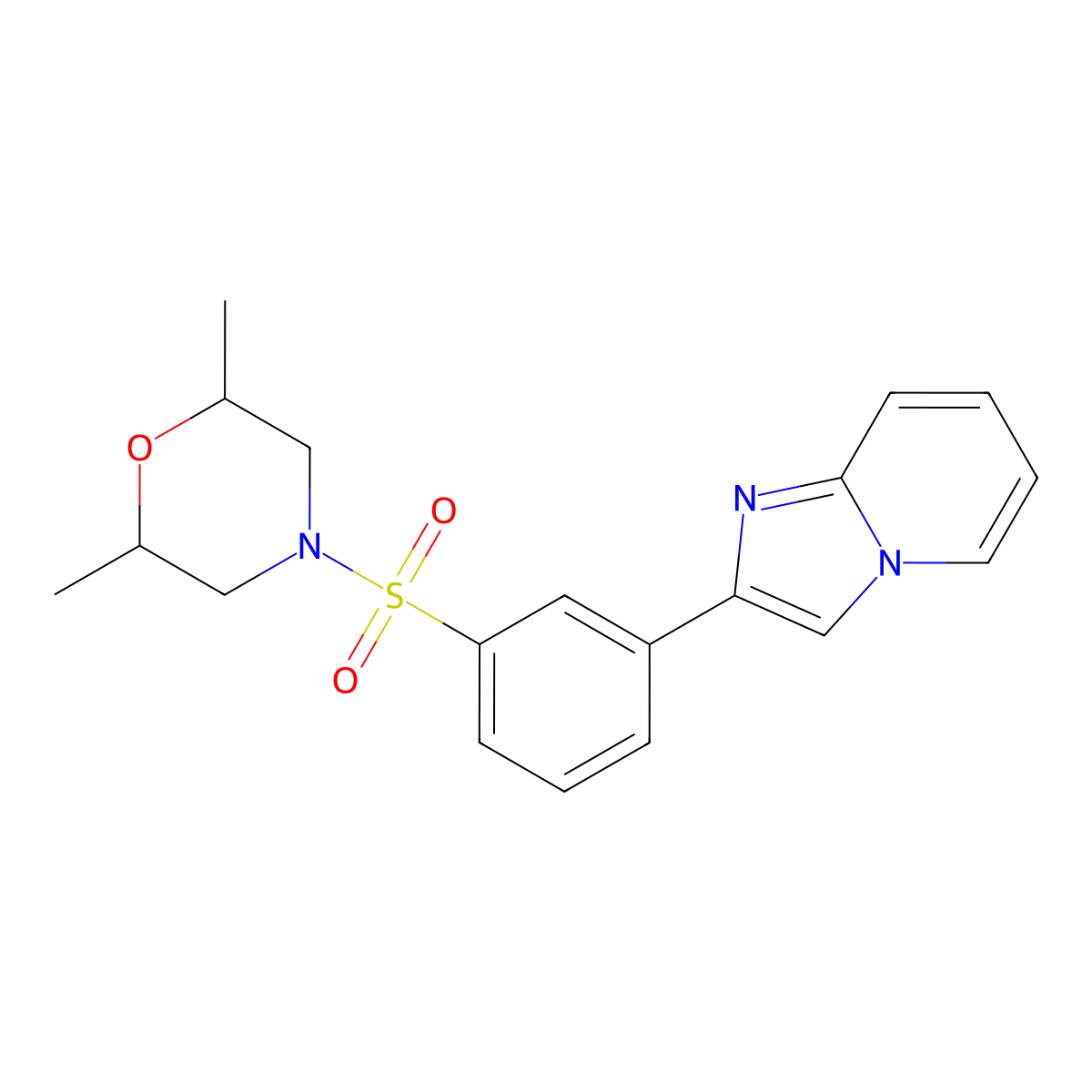 2-{3-[(2,6-Dimethylmorpholin-4-yl)sulfonyl]phenyl}imidazo[1,2-a]pyridine molecular structure, CAS 847245-64-1