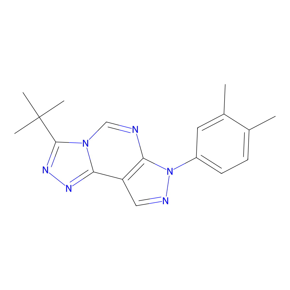 3-tert-butyl-7-(3,4-dimethylphenyl)-7H-pyrazolo[4,3-e][1,2,4]triazolo[4,3-c]pyrimidine molecular structure, CAS 847245-69-6