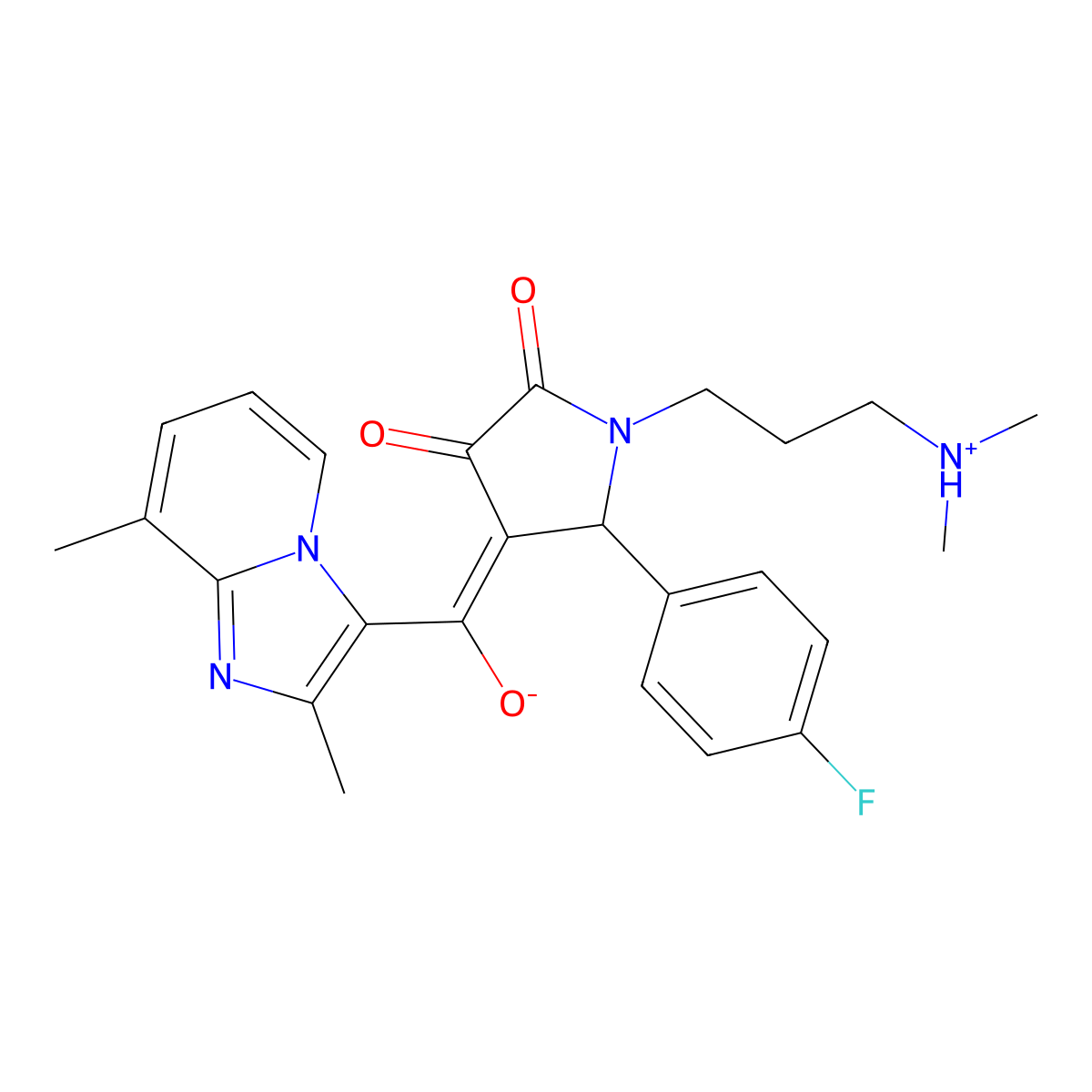 1-[3-(dimethylamino)propyl]-4-{2,8-dimethylimidazo[1,2-a]pyridine-3-carbonyl}-5-(4-fluorophenyl)-3-hydroxy-2,5-dihydro-1H-pyrrol-2-one molecular structure, CAS 847246-14-4