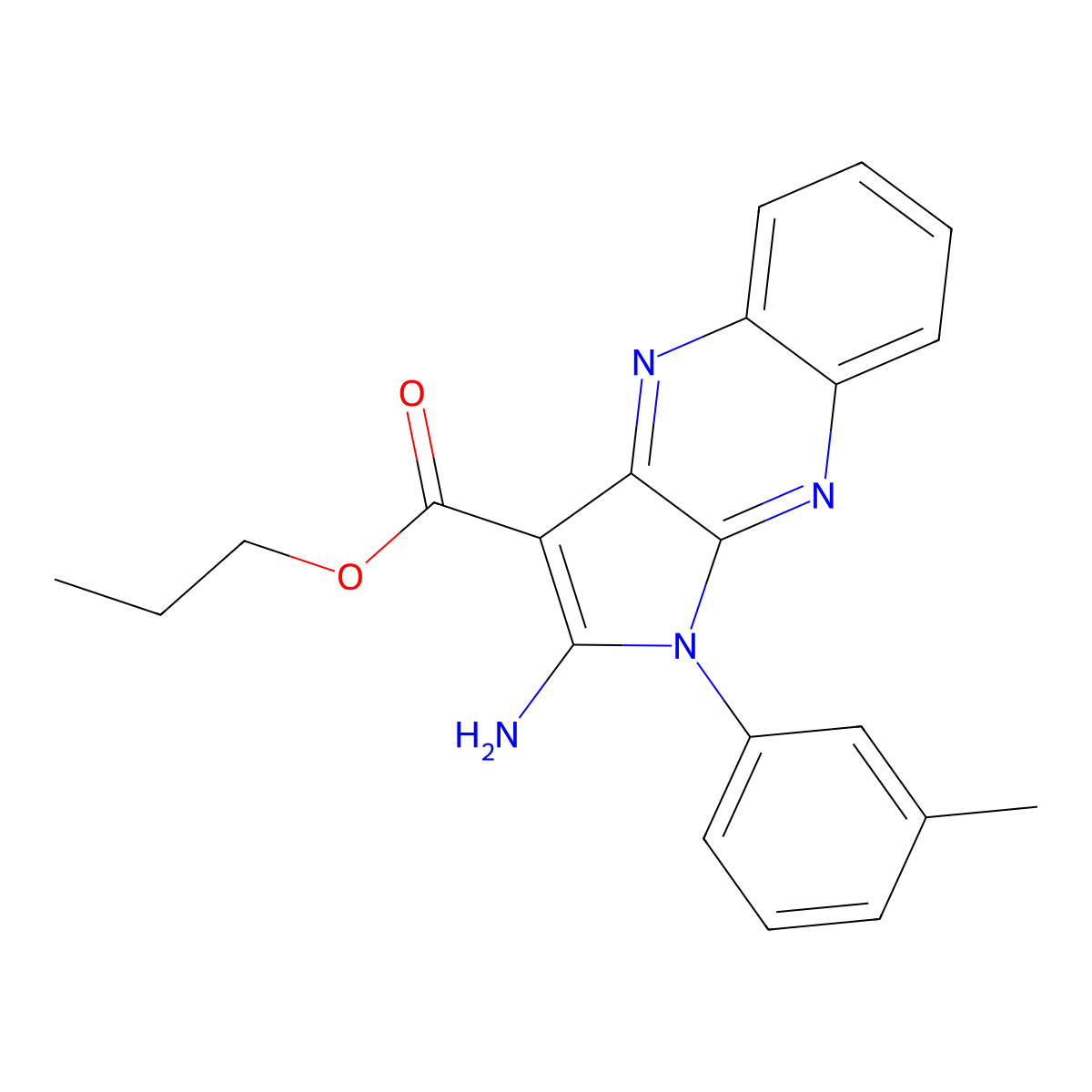 Propyl 2-amino-1-(3-methylphenyl)pyrrolo[3,2-b]quinoxaline-3-carboxylate molecular structure, CAS 847246-16-6