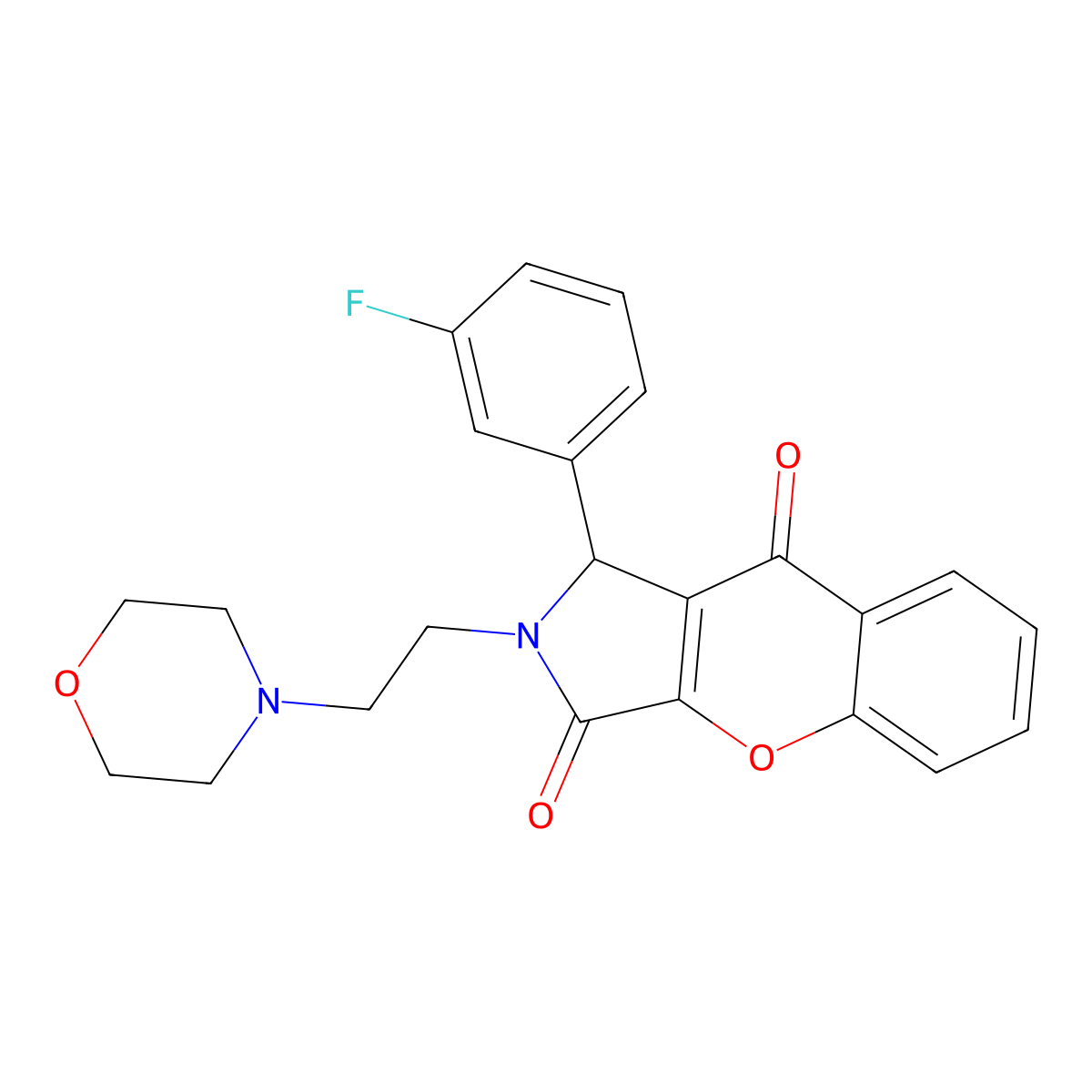 1-(3-Fluorophenyl)-2-(2-morpholinoethyl)-1,2-dihydrochromeno[2,3-c]pyrrole-3,9-dione molecular structure, CAS 847246-57-5