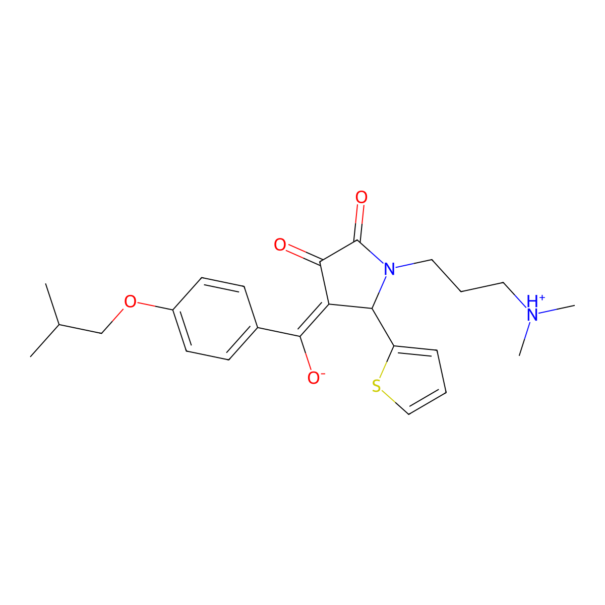 1-[3-(dimethylamino)propyl]-3-hydroxy-4-[4-(2-methylpropoxy)benzoyl]-5-(thiophen-2-yl)-2,5-dihydro-1H-pyrrol-2-one molecular structure, CAS 847246-81-5