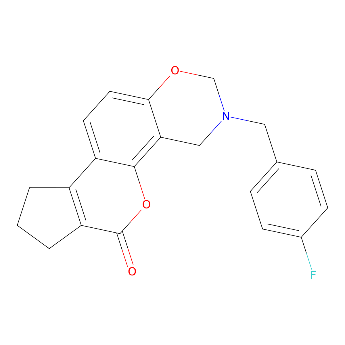3-(4-fluorobenzyl)-3,4,8,9-tetrahydro-2H-cyclopenta[3,4]chromeno[8,7-e][1,3]oxazin-6(7H)-one molecular structure, CAS 847246-92-8