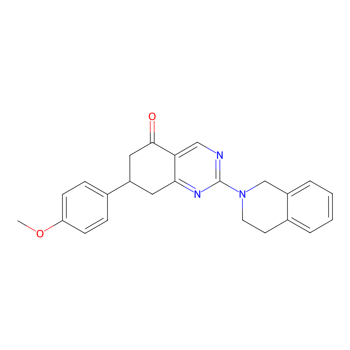 2-(3,4-dihydroisoquinolin-2(1H)-yl)-7-(4-methoxyphenyl)-7,8-dihydroquinazolin-5(6H)-one molecular structure, CAS 847247-21-6