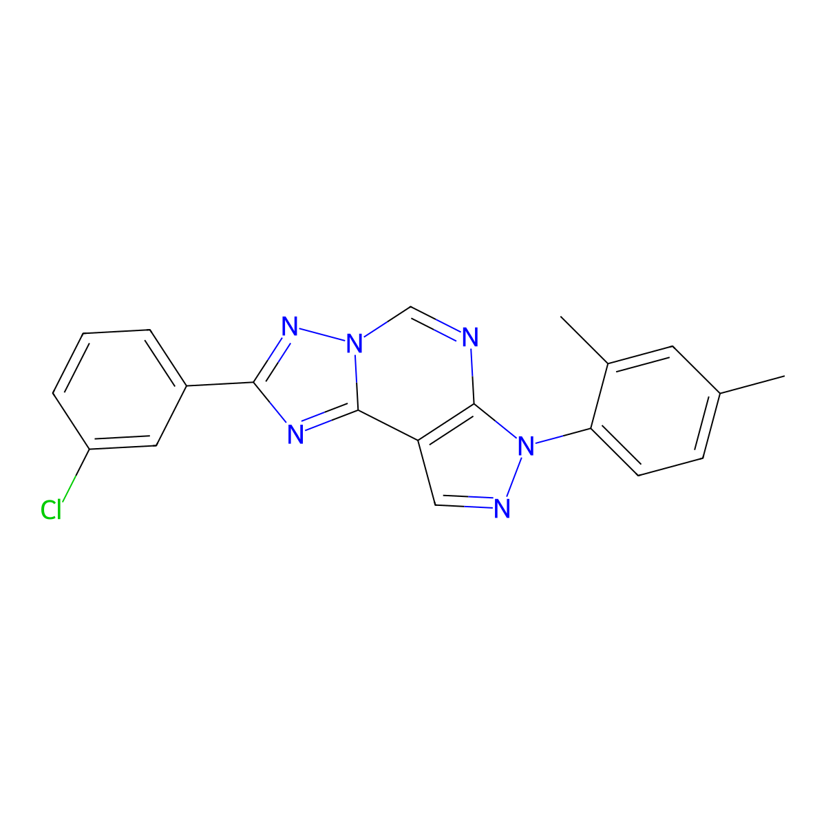 2-(3-chlorophenyl)-7-(2,4-dimethylphenyl)-7H-pyrazolo[4,3-e][1,2,4]triazolo[1,5-c]pyrimidine molecular structure, CAS 847248-06-0