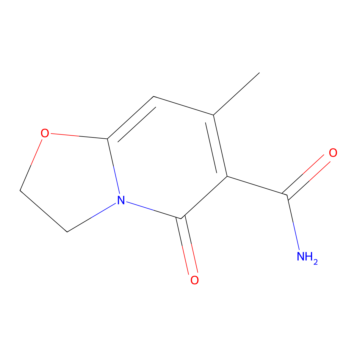 7-Methyl-5-oxo-3,5-dihydro-2H-oxazolo[3,2-a]pyridine-6-carboxamide molecular structure, CAS 84725-26-8