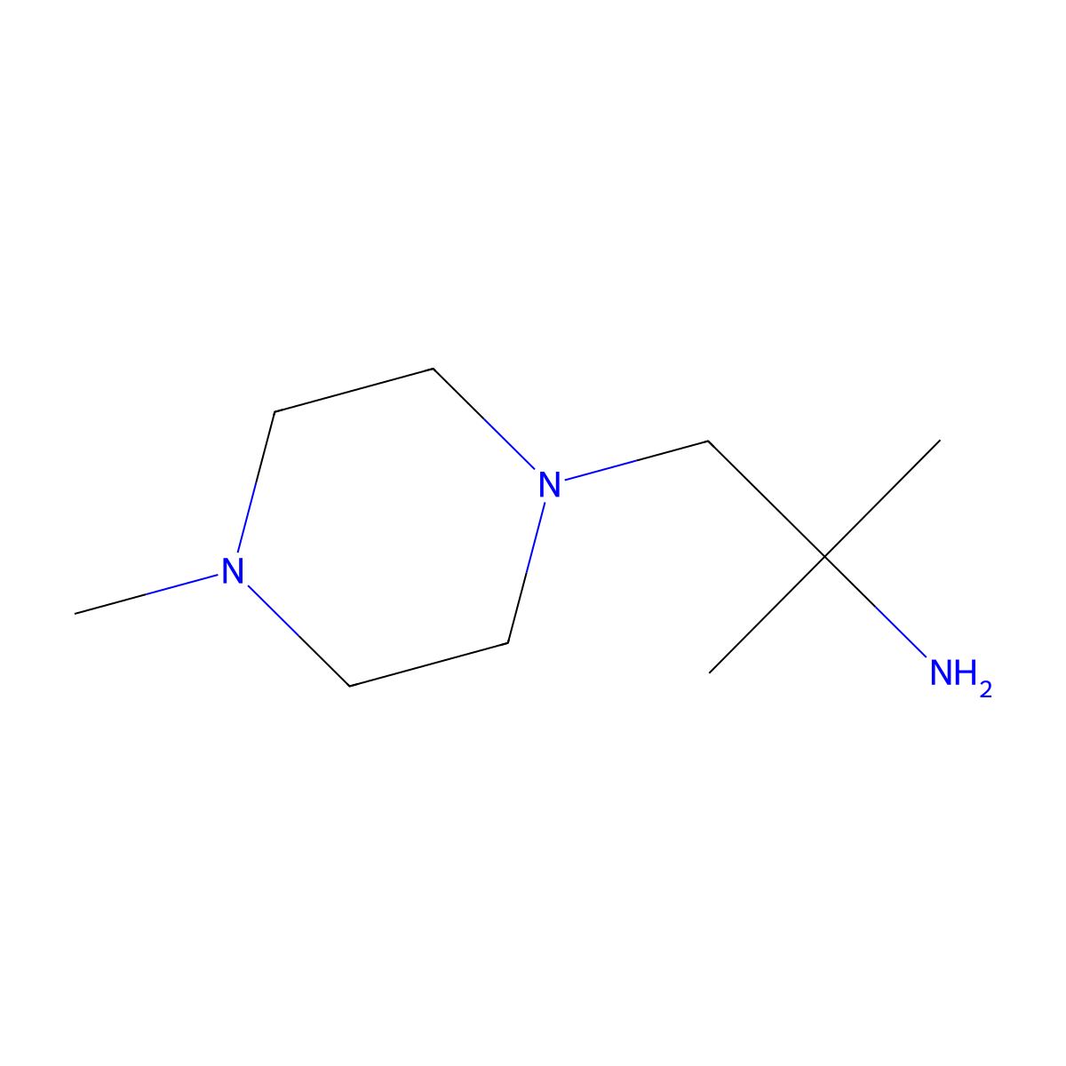 2-Methyl-1-(4-methylpiperazin-1-yl)propan-2-amine molecular structure, CAS 84725-48-4