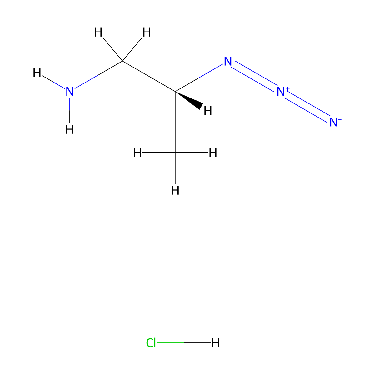 (2R)-2-azidopropan-1-amine hydrochloride molecular structure, CAS 847259-89-6