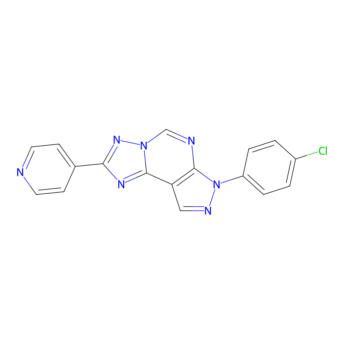 3-(4-Chlorophenyl)-8-(4-pyridyl)-6-hydropyrazolo[5,4-d]1,2,4-triazolo[1,5-e]py rimidine molecular structure, CAS 847268-39-7