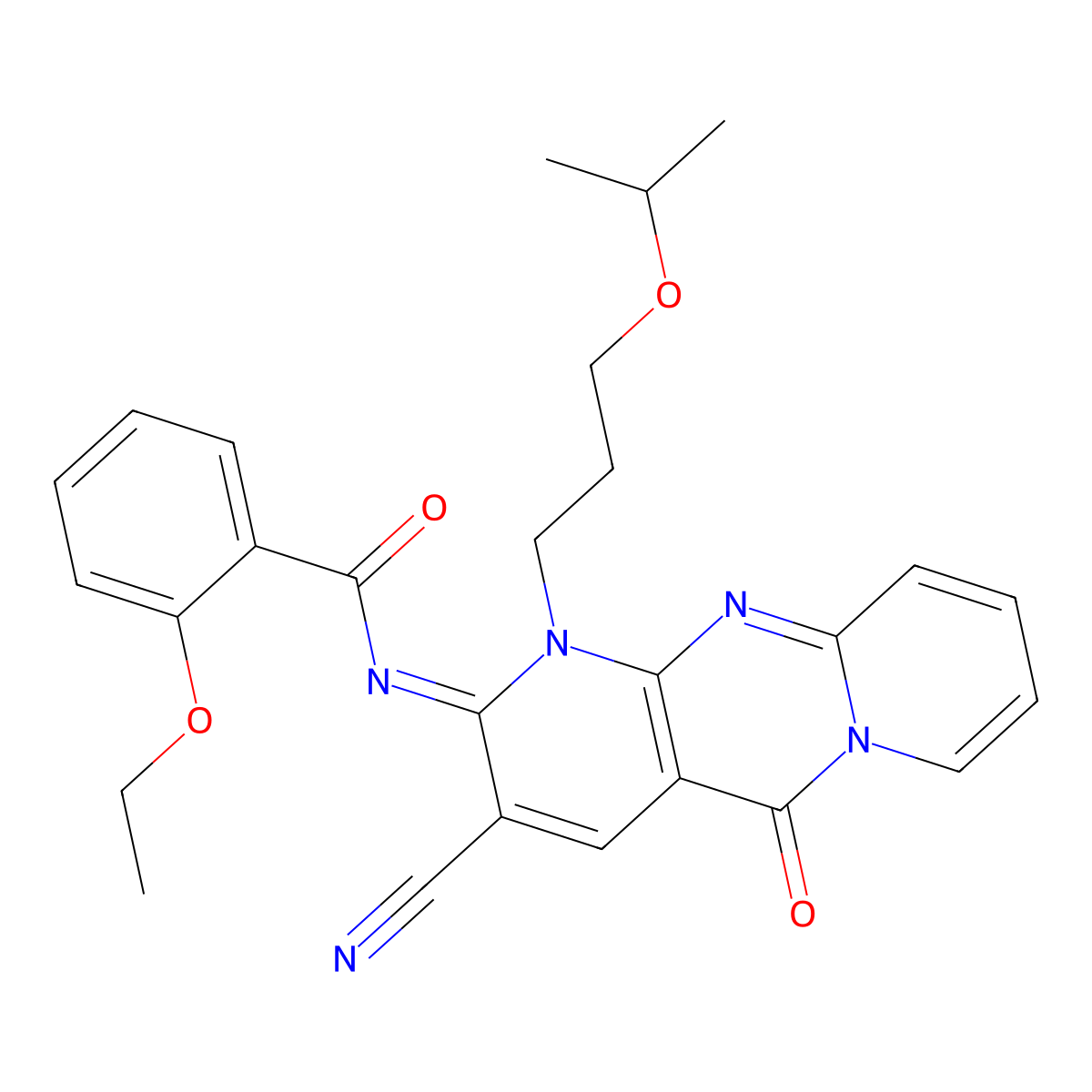 N-[3-cyano-1-(3-isopropoxypropyl)-5-oxo-1,5-dihydro-2H-dipyrido[1,2-a:2,3-d]pyrimidin-2-ylidene]-2-ethoxybenzamide molecular structure, CAS 847268-73-9