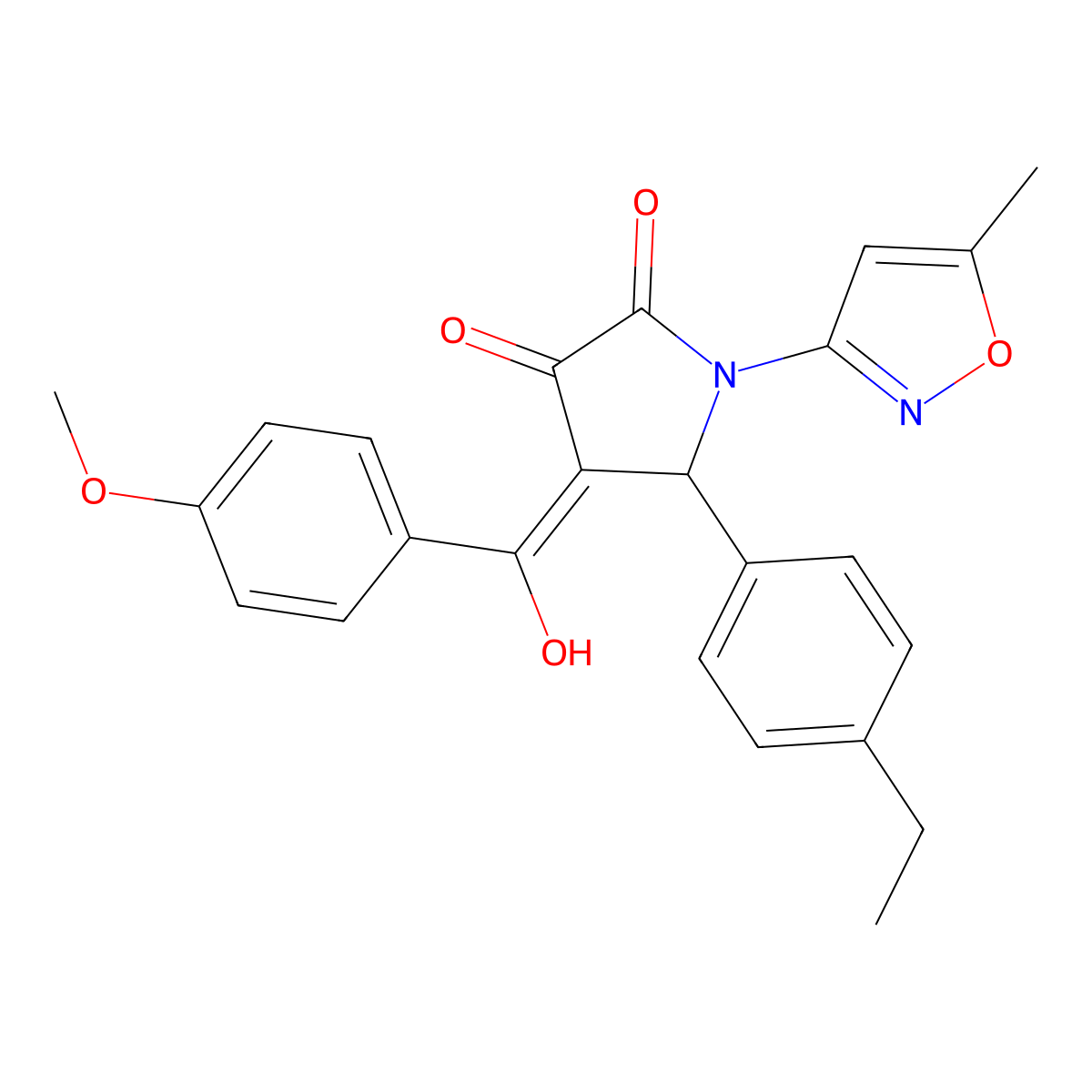 5-(4-ethylphenyl)-3-hydroxy-4-(4-methoxybenzoyl)-1-(5-methyl-1,2-oxazol-3-yl)-2,5-dihydro-1H-pyrrol-2-one molecular structure, CAS 847269-75-4