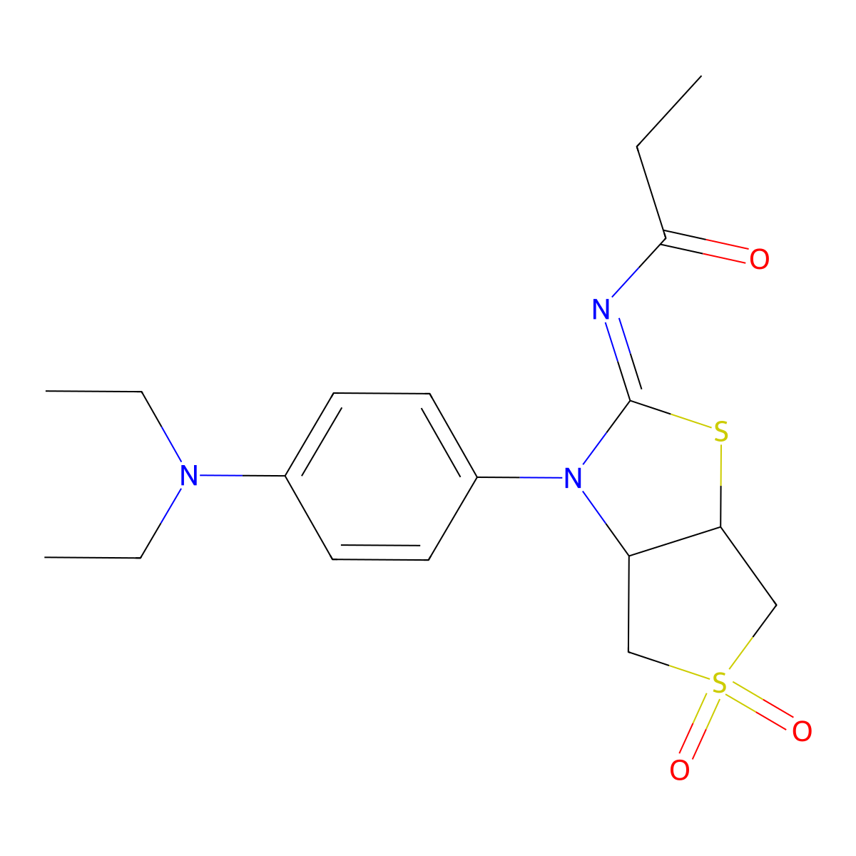 N-[(2Z)-3-[4-(diethylamino)phenyl]-5,5-dioxidotetrahydrothieno[3,4-d][1,3]thiazol-2(3H)-ylidene]propanamide molecular structure, CAS 847269-78-7