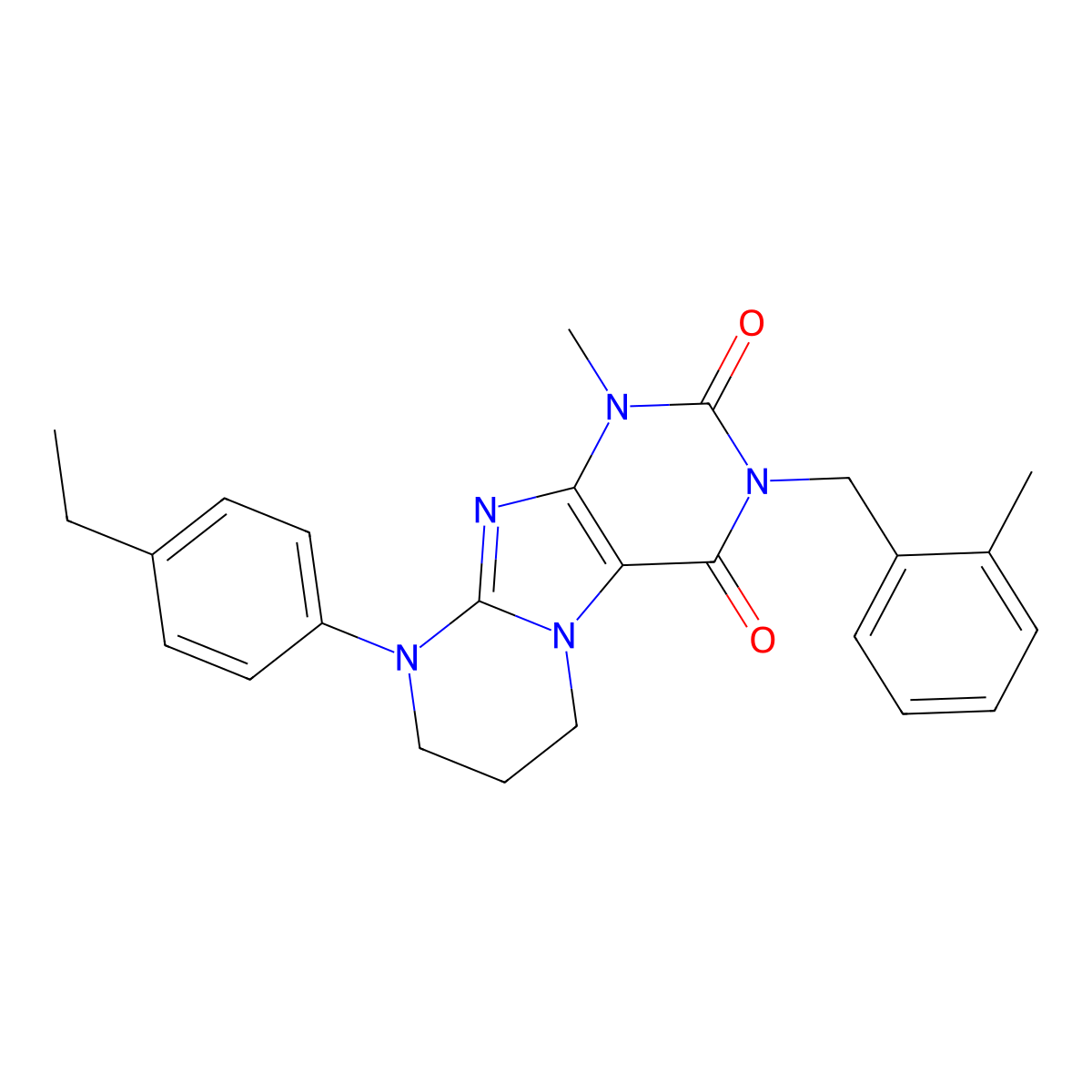 9-(4-ethylphenyl)-1-methyl-3-[(2-methylphenyl)methyl]-7,8-dihydro-6H-purino[7,8-a]pyrimidine-2,4-dione molecular structure, CAS 847270-16-0