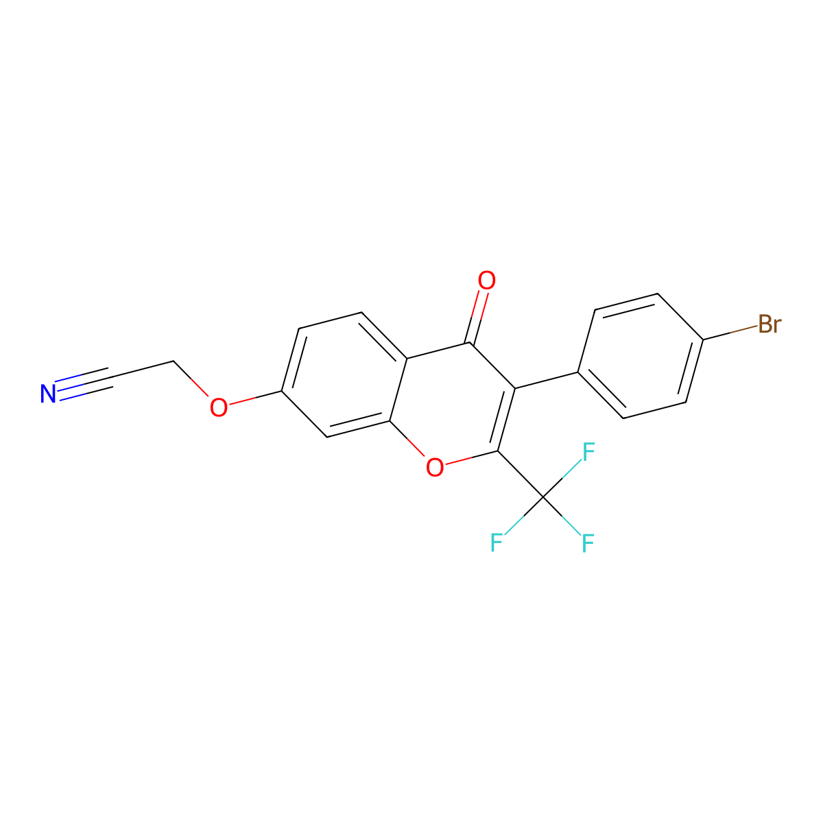 2-((3-(4-bromophenyl)-4-oxo-2-(trifluoromethyl)-4H-chromen-7-yl)oxy)acetonitrile molecular structure, CAS 847270-49-9