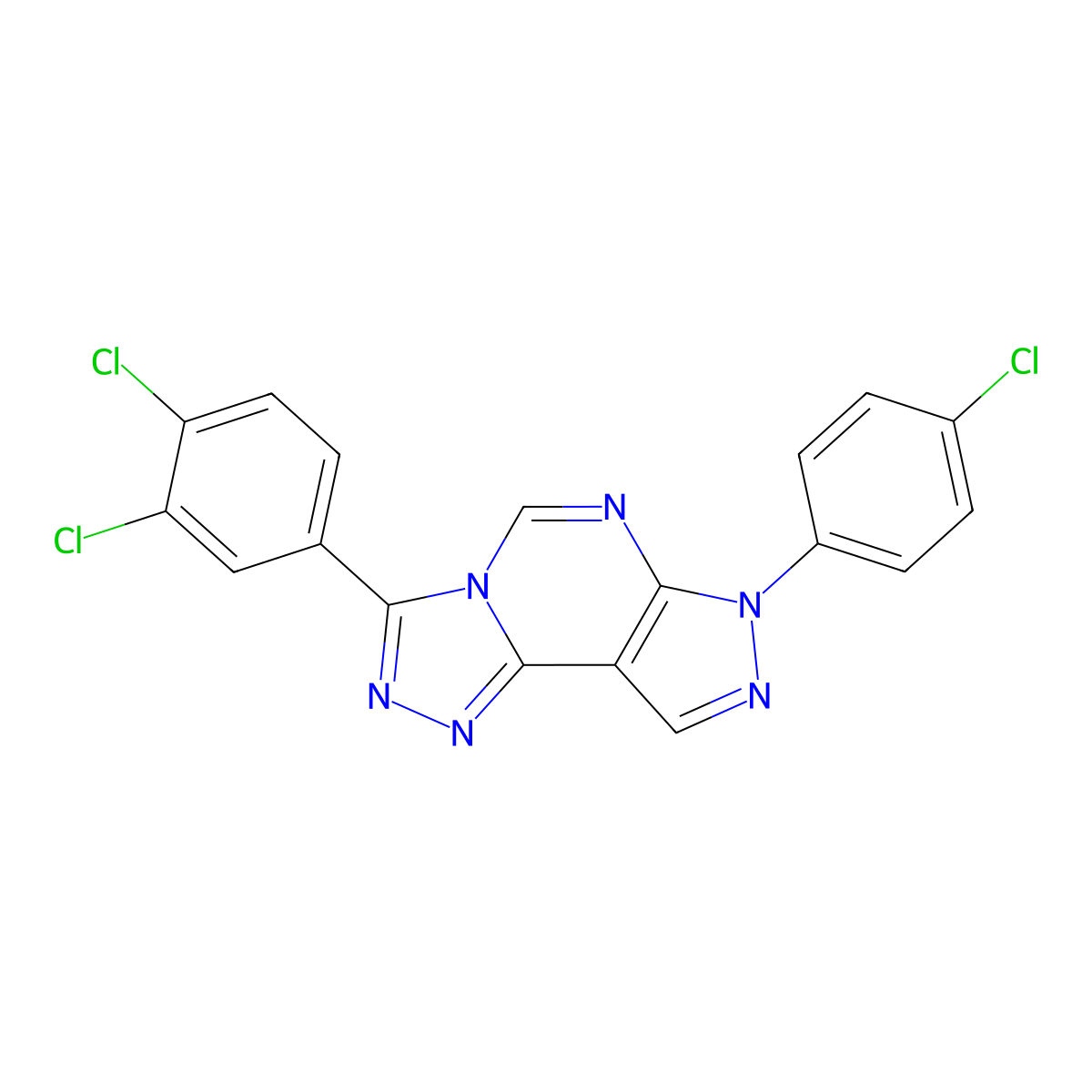 7-(3,4-Dichlorophenyl)-3-(4-chlorophenyl)-6-hydropyrazolo[5,4-d]1,2,4-triazolo [4,3-e]pyrimidine molecular structure, CAS 847270-88-6