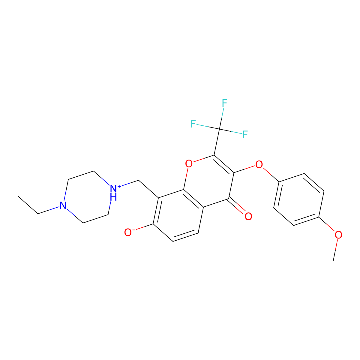 8-[(4-ethylpiperazin-1-yl)methyl]-7-hydroxy-3-(4-methoxyphenoxy)-2-(trifluoromethyl)-4H-chromen-4-one molecular structure, CAS 847270-95-5