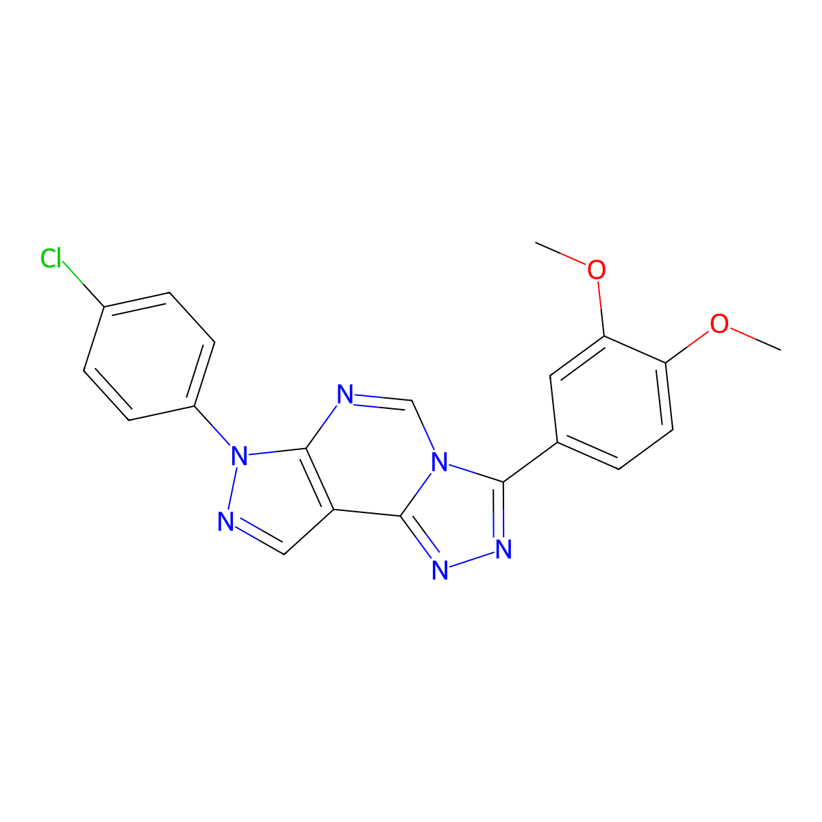 10-(4-Chlorophenyl)-5-(3,4-dimethoxyphenyl)-3,4,6,8,10,11-hexaazatricyclo[7.3.0.0^{2,6}]dodeca-1(9),2,4,7,11-pentaene molecular structure, CAS 847271-09-4