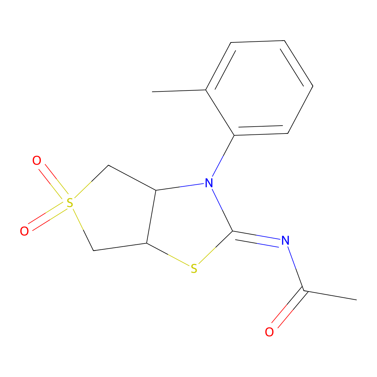(Z)-N-(5,5-dioxido-3-(o-tolyl)tetrahydrothieno[3,4-d]thiazol-2(3H)-ylidene)acetamide molecular structure, CAS 847271-32-3