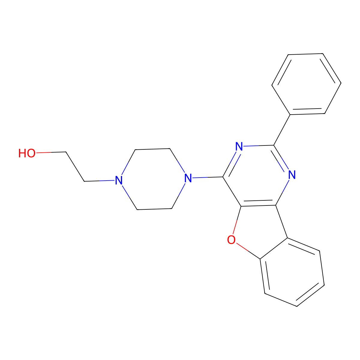 2-[4-(2-Phenyl-[1]benzofuro[3,2-d]pyrimidin-4-yl)piperazin-1-yl]ethanol molecular structure, CAS 847271-96-9
