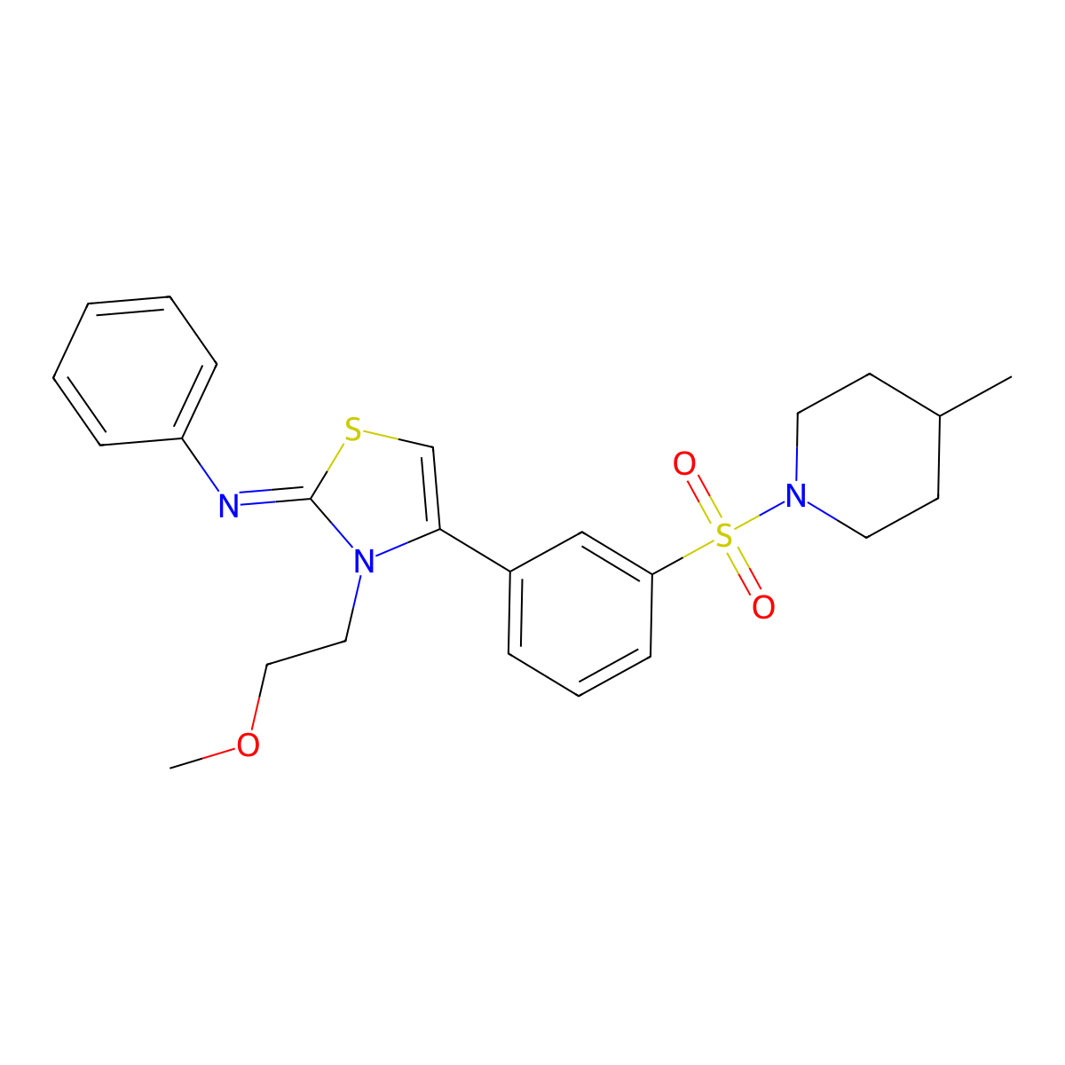 N-[(2Z)-3-(2-methoxyethyl)-4-{3-[(4-methylpiperidin-1-yl)sulfonyl]phenyl}-1,3-thiazol-2(3H)-ylidene]aniline molecular structure, CAS 847272-09-7
