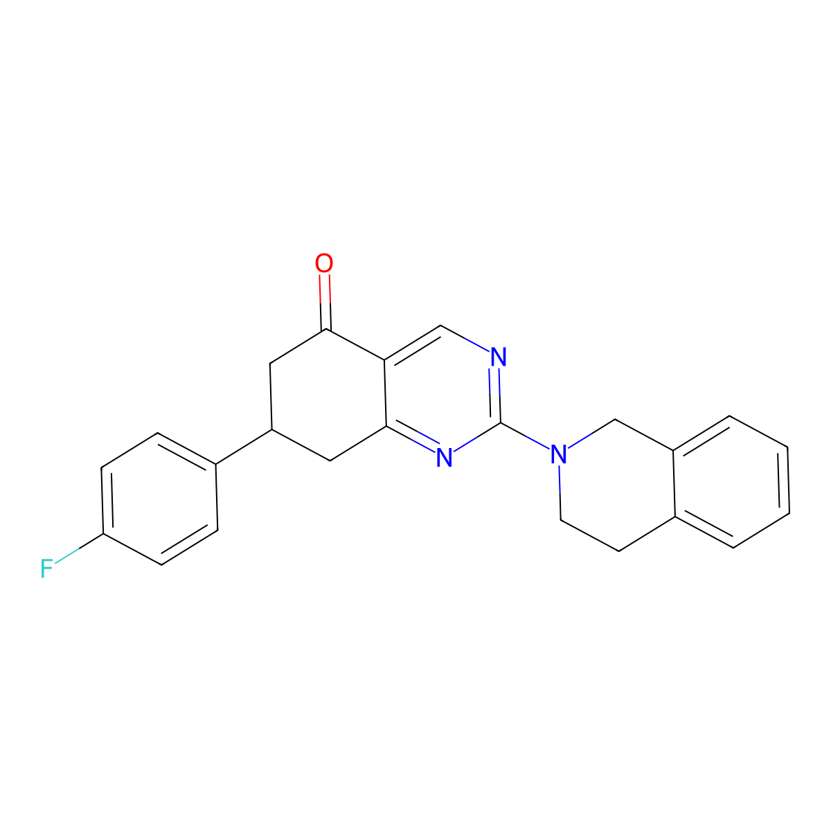 2-(3,4-dihydroisoquinolin-2(1H)-yl)-7-(4-fluorophenyl)-7,8-dihydroquinazolin-5(6H)-one molecular structure, CAS 847273-11-4